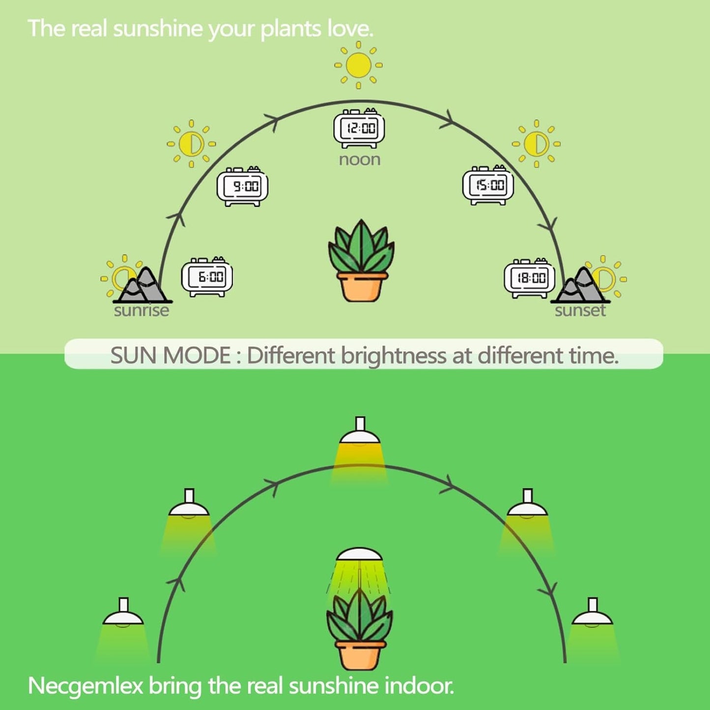 Smart LED Grow Light Bulbs for Gooseneck Clamp Light - Dimmable, Sun Mode Dimming, Auto On/Off Timer, Remote Control - Full Spectrum for Indoor Plant Growth - Mimics Real Sunshine