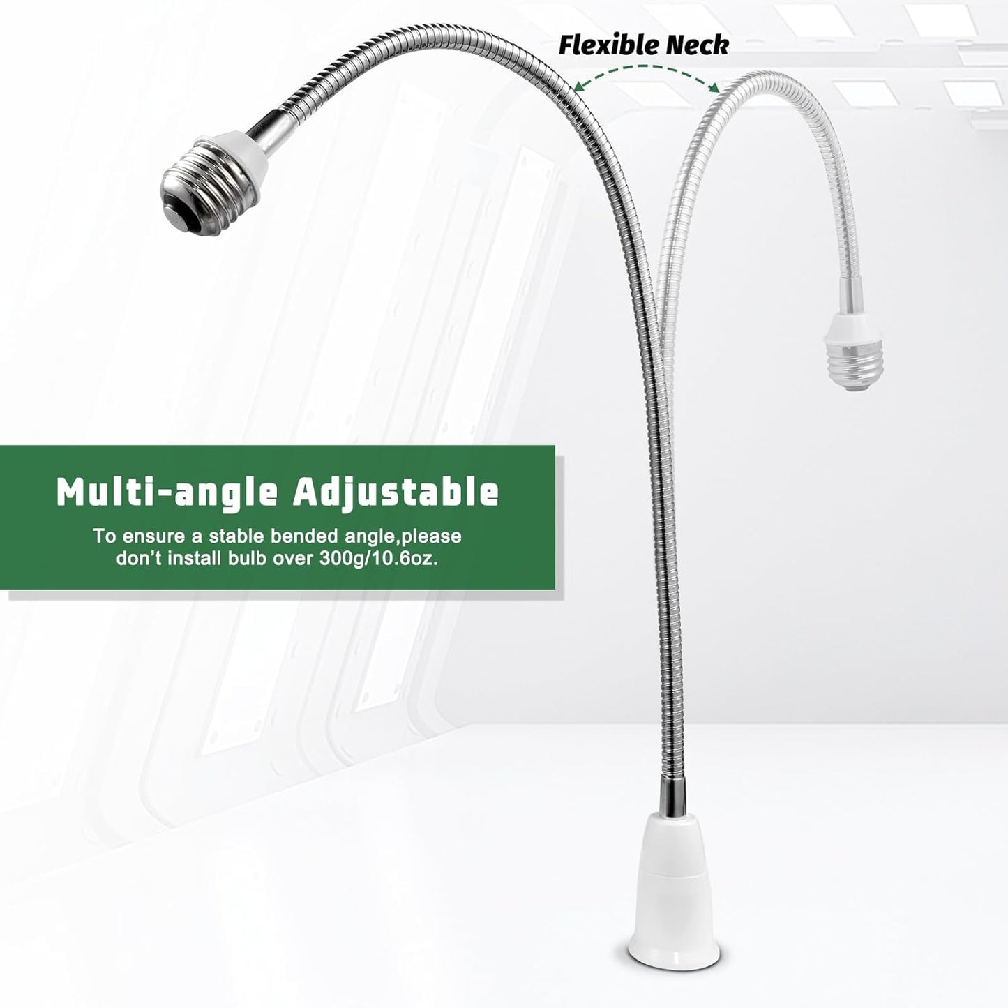 Light Socket Extender Adapter,Standard Bulb Screw Base 6inch 1ft 2ft Flexible Extension Adapter,Bendable Adjustable Extension Neck Grow Light Socket Stand
