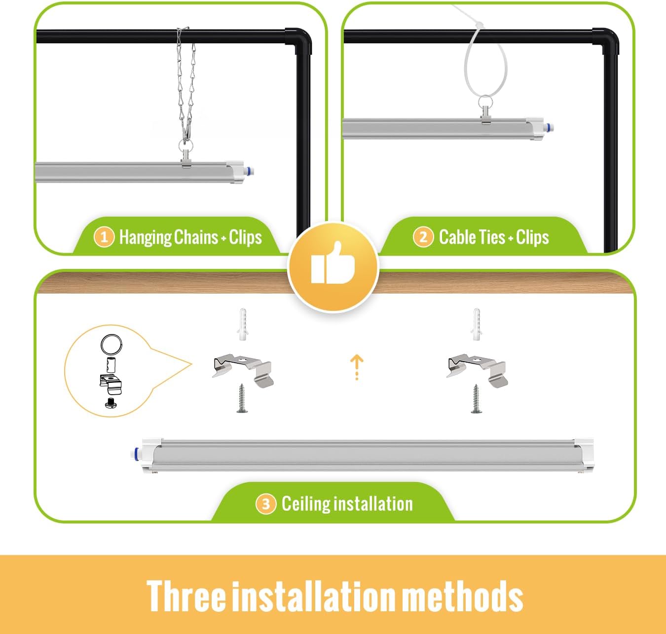 1.4FT Hanging Grow Light for Indoor Plants, Full Spectrum with 660nm Red LED, T5 2020T Light Fixture, 36W(2×18W) Grow Lamp with Reflectors for Seedling Tray, 2-Pack