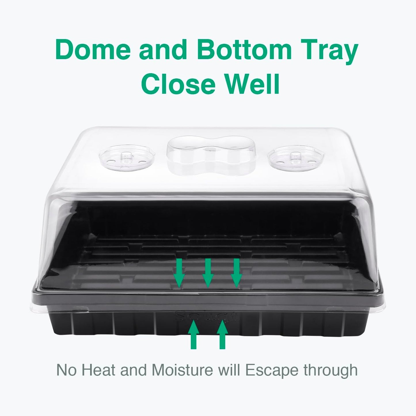 SOLIGT [Thick Plastic] 5-Set Strong Seed Starter Trays with 5" Humidity Domes for Seed Starting, Germination, Seedling Propagation & Plant Growing, Holds 240 Cells in Total