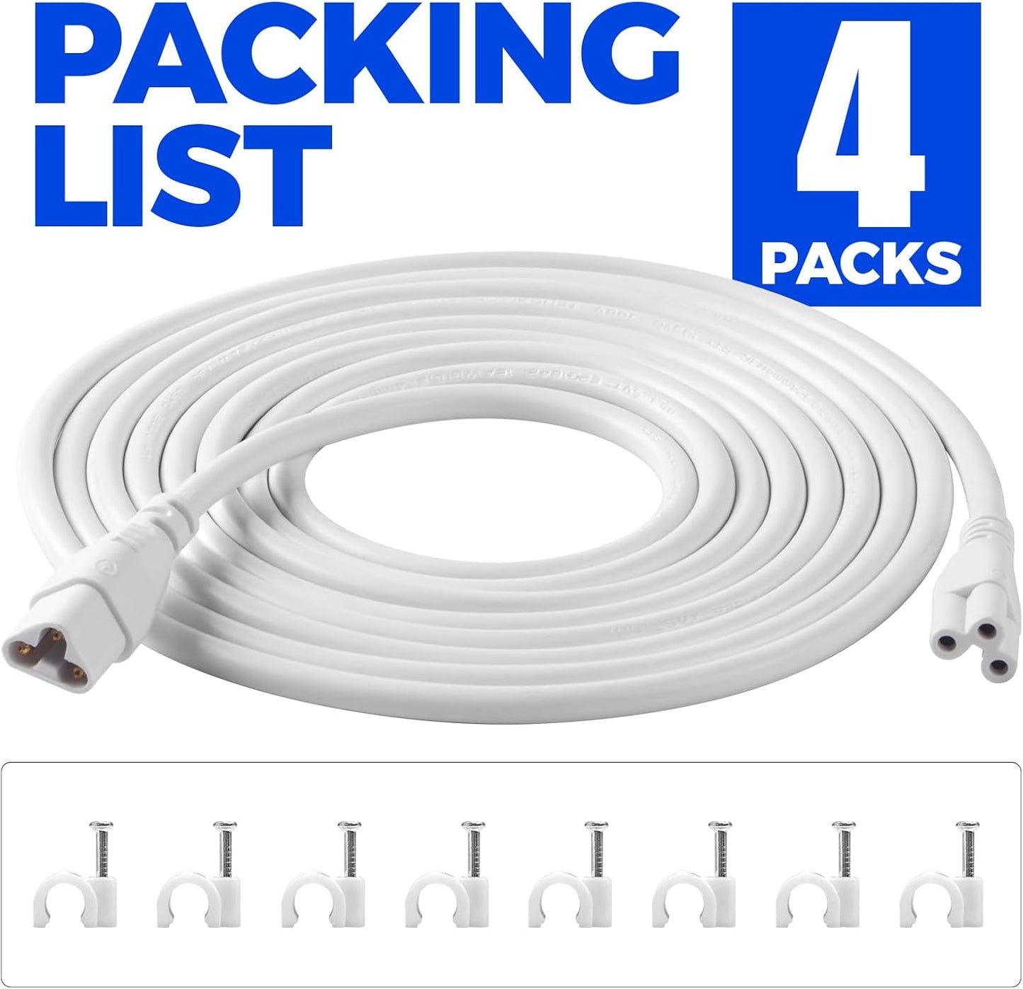Barrina GM120, Not Suitable for Barrina T5 Grow Lights, Only for Barrina's Products with GM Series Cords, Male and Female Extension Cable, 10FT, Certified, 4 Packs