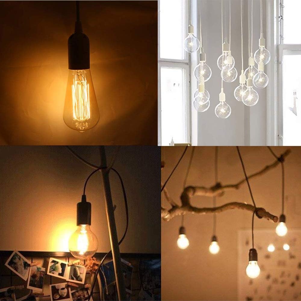 4 pcs E26/E27 LED Light socket 5.9FT extension cord with On/Off switch and US AC Power Plug Bulb Socket for Pendant Lighting Bulb Lamp in Kitchen Bedroom Restaurant (4 Packs)
