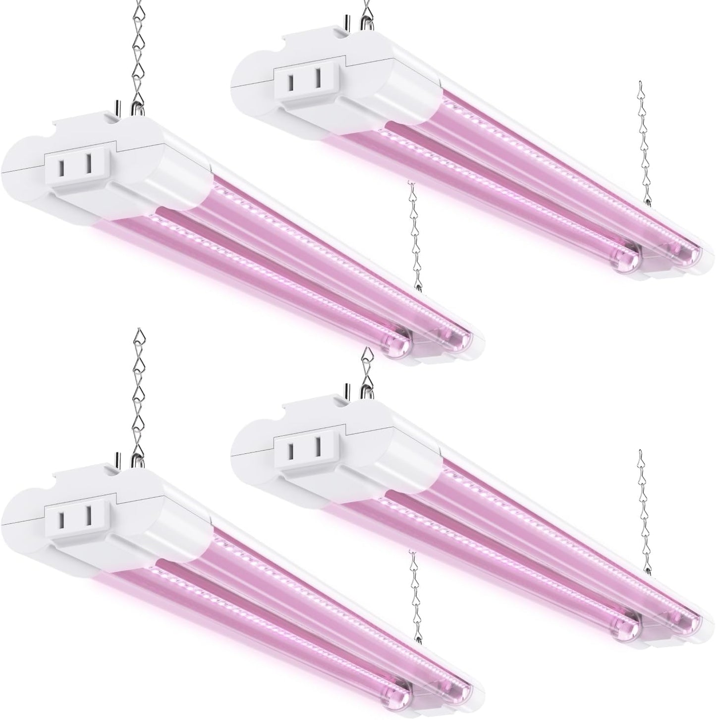 Sunco 2ft Grow Light LED, 20W, Full Spectrum, for Seed Starting, Seedling, Indoor Plants, Plug in Suspended Fixture, Link Up to 8, Inline Switch, ETL 4 Pack.
