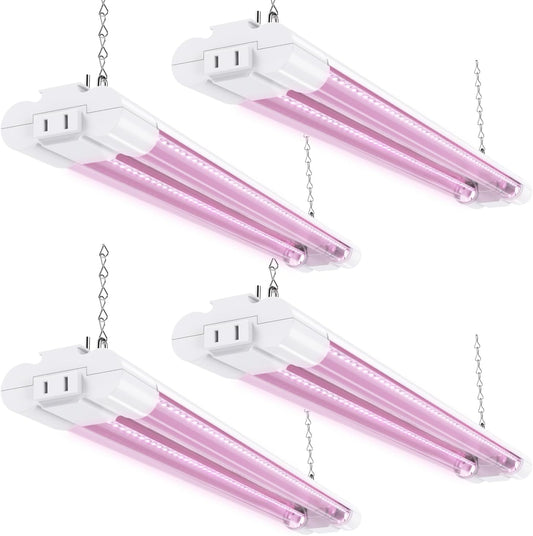 Sunco 2ft Grow Light LED, 20W, Full Spectrum, for Seed Starting, Seedling, Indoor Plants, Plug in Suspended Fixture, Link Up to 8, Inline Switch, ETL 4 Pack.