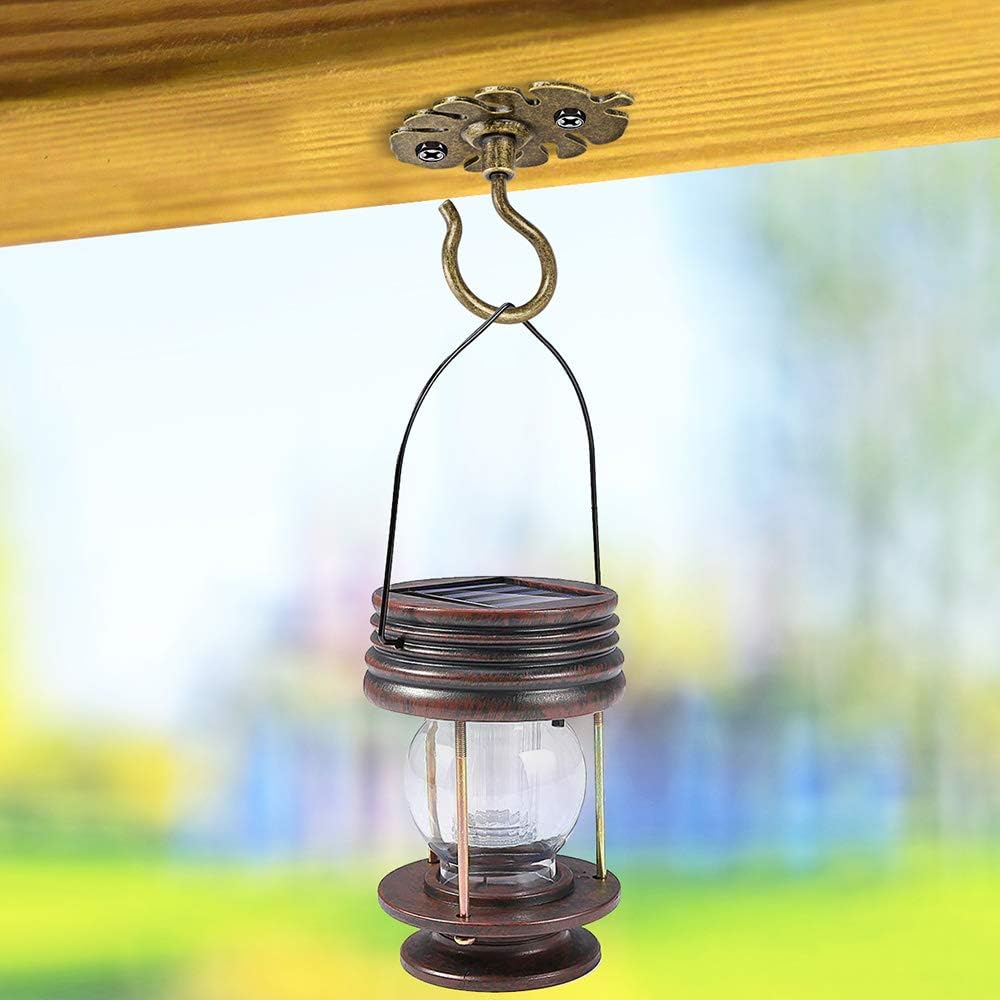 BeneLabel 4Pcs Heavy Duty Wall Mount Ceiling Hooks, Metal Plant Bracket Iron Wall Mount Lanterns Hangers Hooks for Hanging Plants Lights, Outdoor Wire, Fairy Lights, Wind Chimes, Bronze