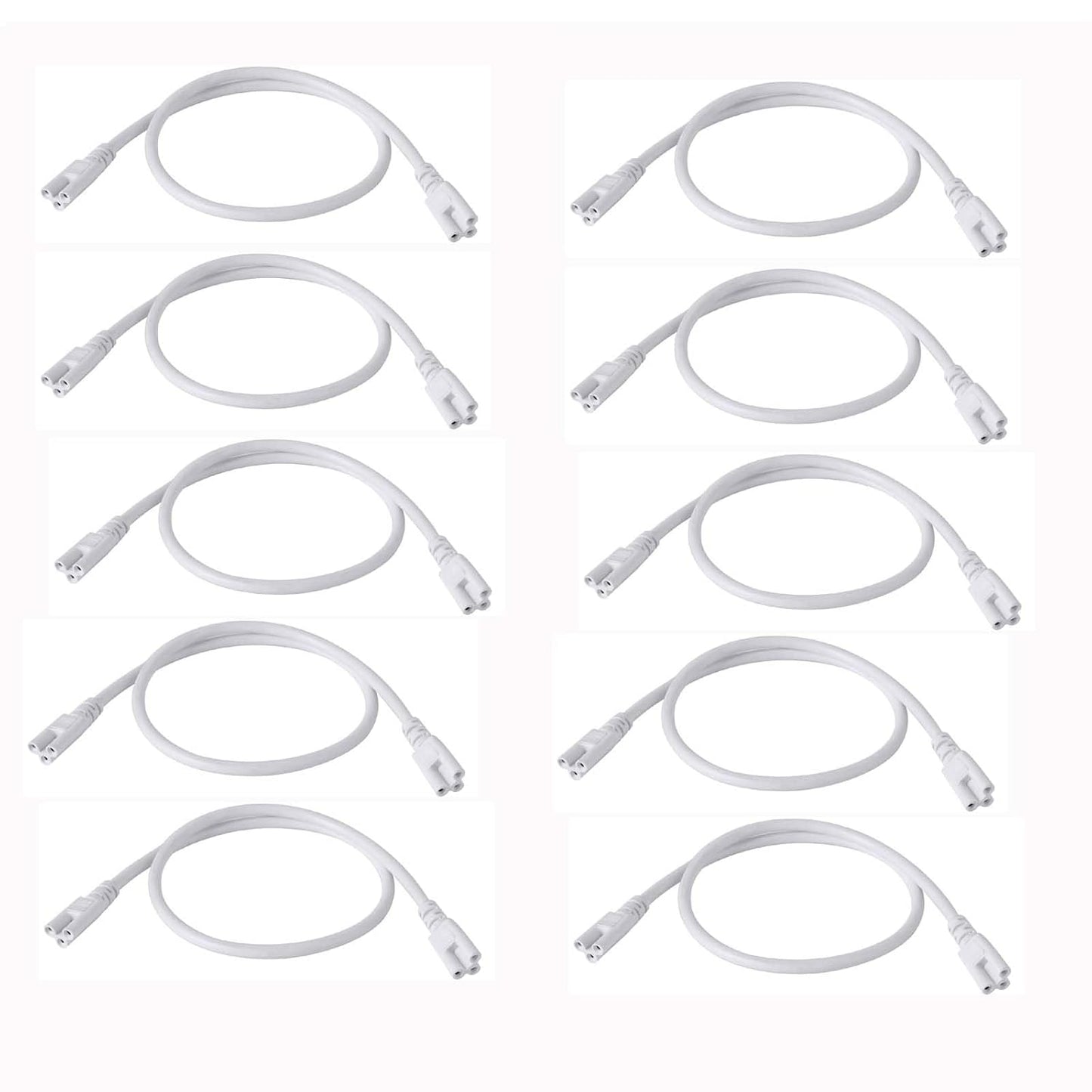 10 Pack 2FT Extension Cords,T5 T8 LED Lamp Connecting Wire for Ceiling Lights & Tube Lights,Double End Cable Female to Female,3 Prong Power Cables
