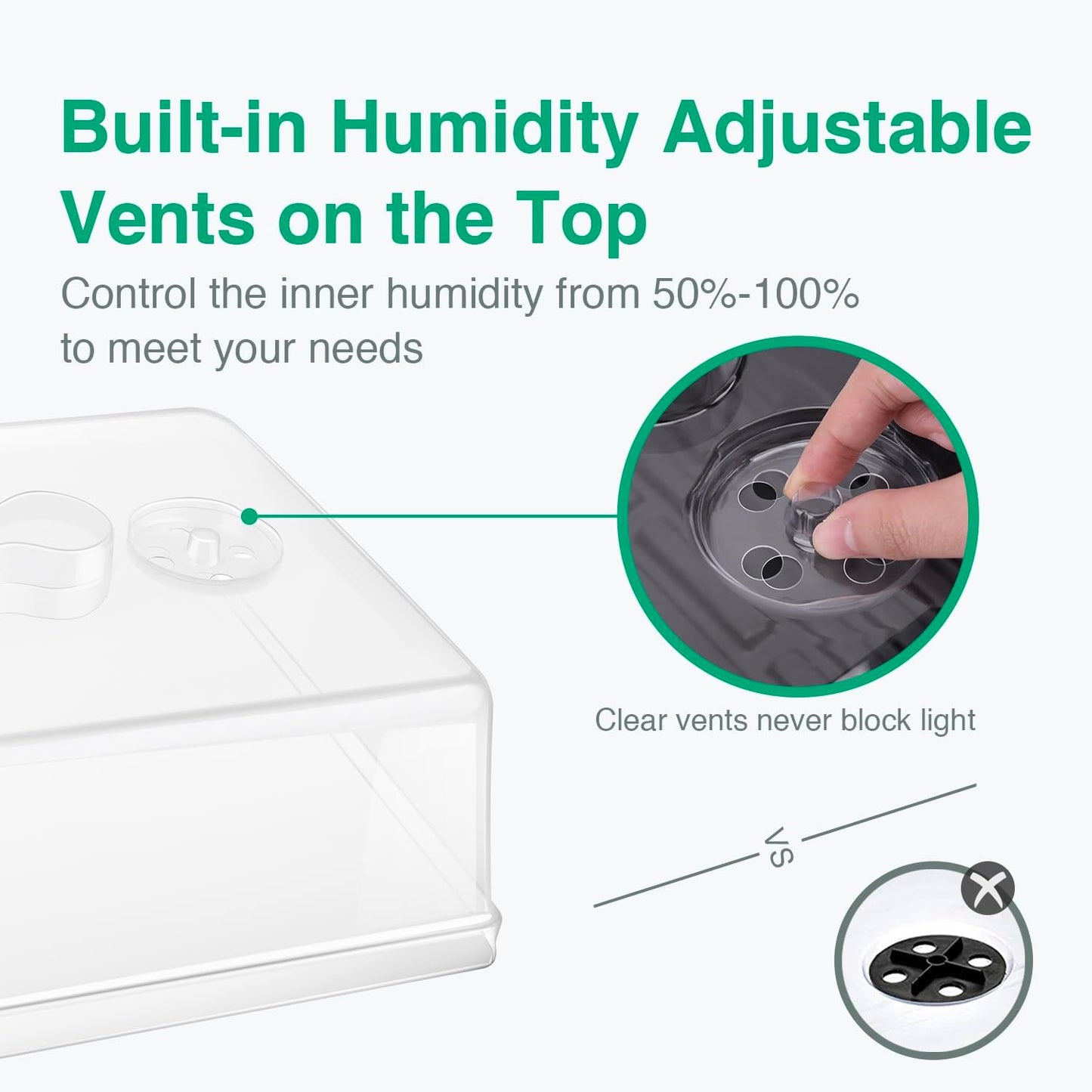 SOLIGT [Thick Plastic] 5-Set Strong Seed Starter Trays with 5" Humidity Domes for Seed Starting, Germination, Seedling Propagation & Plant Growing, Holds 240 Cells in Total