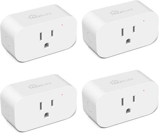 TREATLIFE 4 Pack Smart Plugs That Work with Alexa and Google Home, 7 Day Heavy Duty Programmable Timer, 1800W 15A WiFi Smart Outlet, Child Lock, Vacation Mode, Reliable WiFi Connection