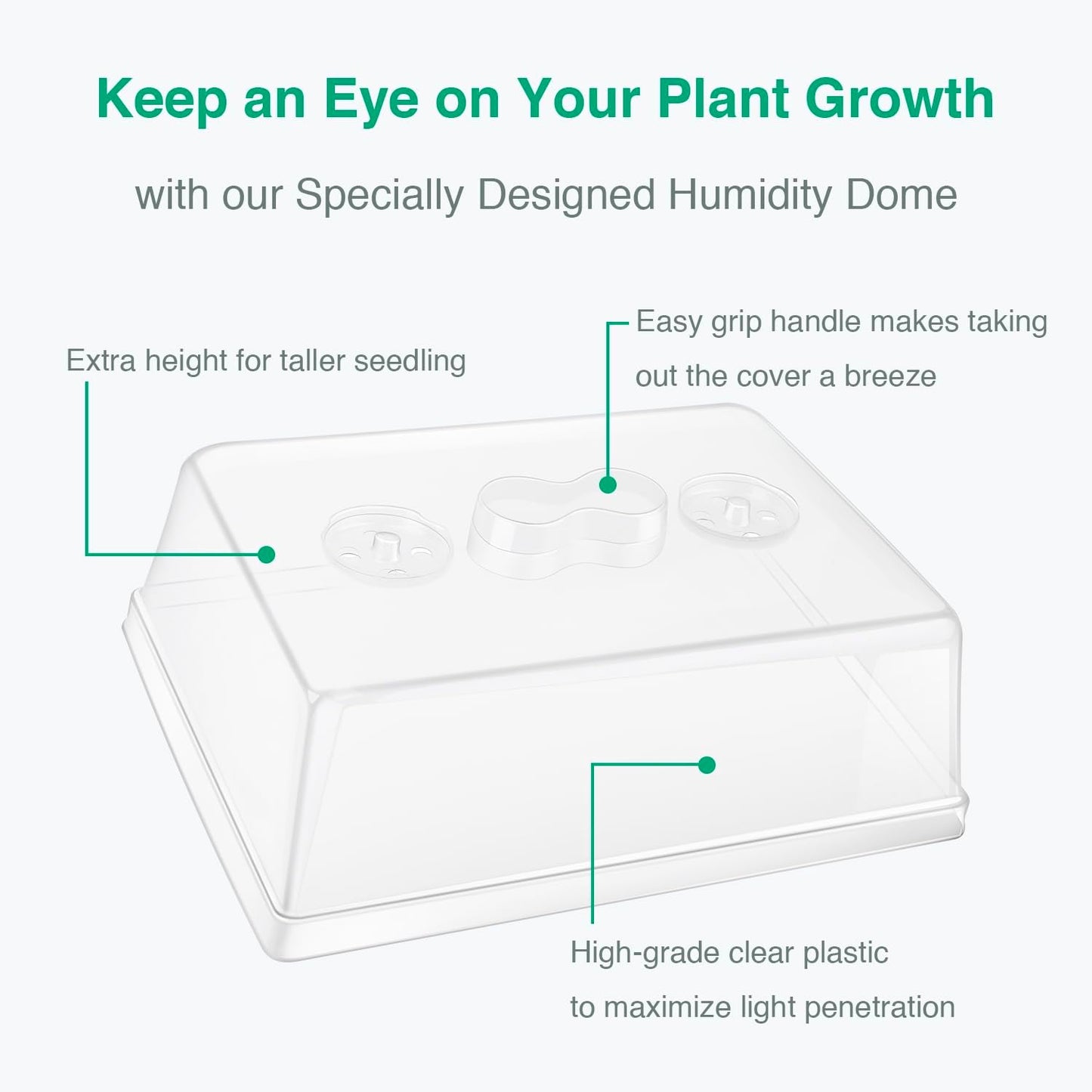 SOLIGT [Thick Plastic] 5-Set Strong Seed Starter Trays with 5" Humidity Domes for Seed Starting, Germination, Seedling Propagation & Plant Growing, Holds 240 Cells in Total