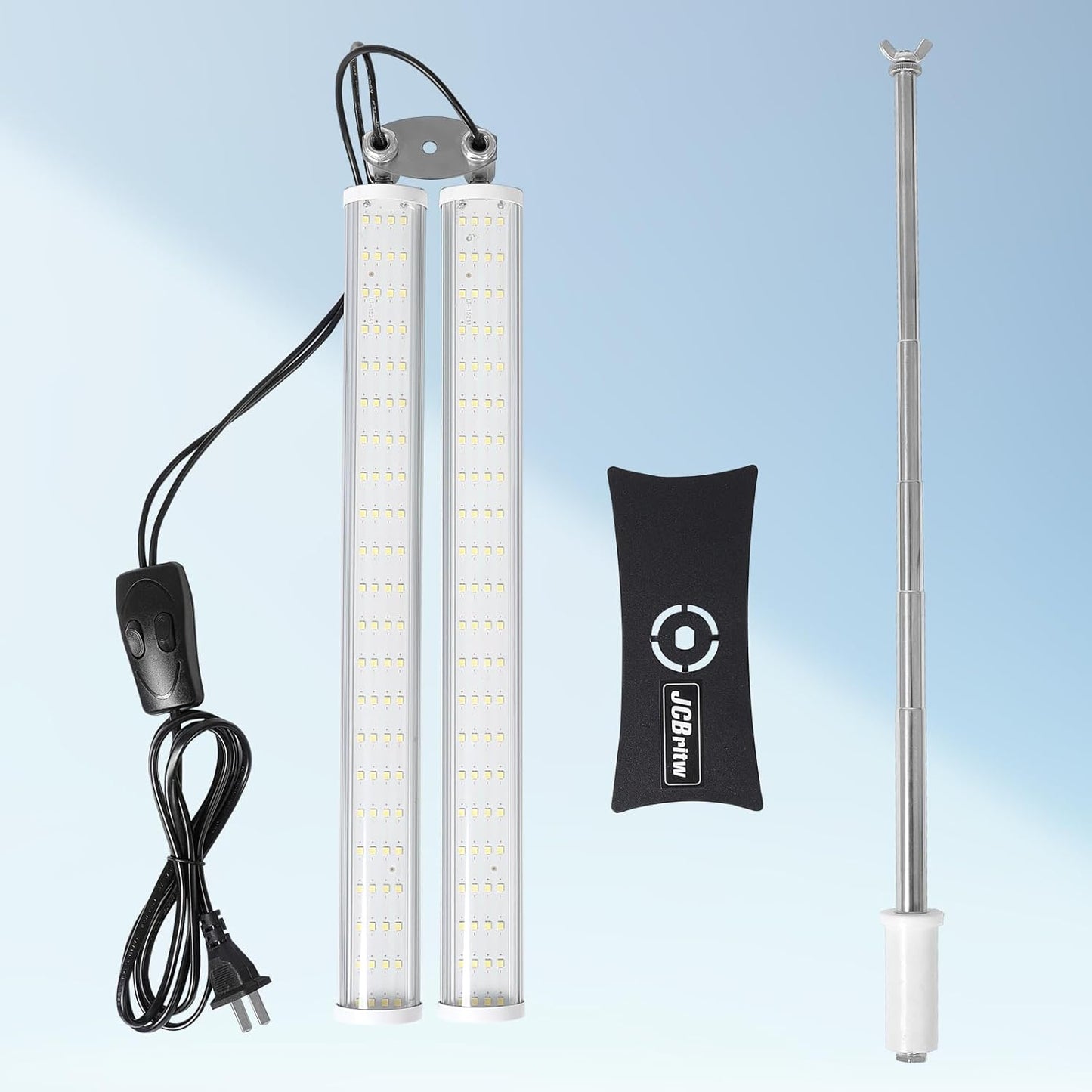 Standing LED Grow Light，Adjustable Dual Head T12 Bar Plant Light, White 6500K Full Spectrum Plant Grow Lamp on Stand for Indoor Plants Seed Starting, Seedlings, Veg, Flower