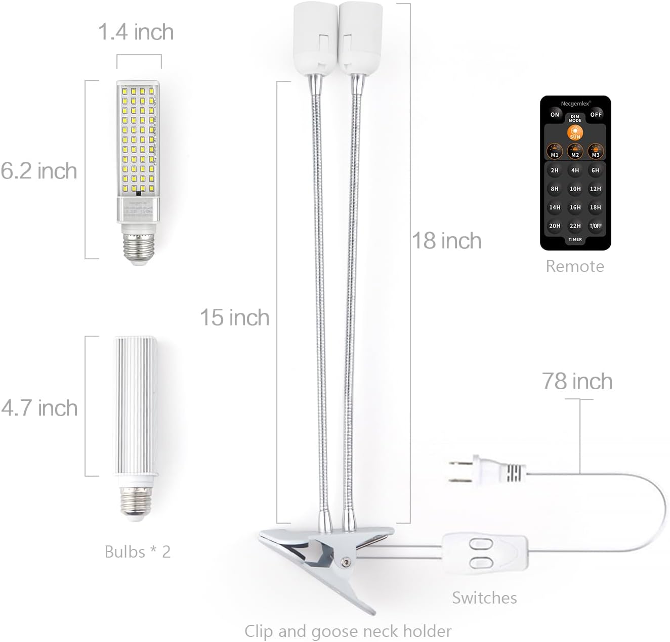 Smart LED Grow Lights for Indoor Plants - Real Time Sunlight Brightness Simulation, Full Spectrum Grow Light with 2-24 Hours Timer, Auto on/Off, Independent Control Dual Heads, Dimmable