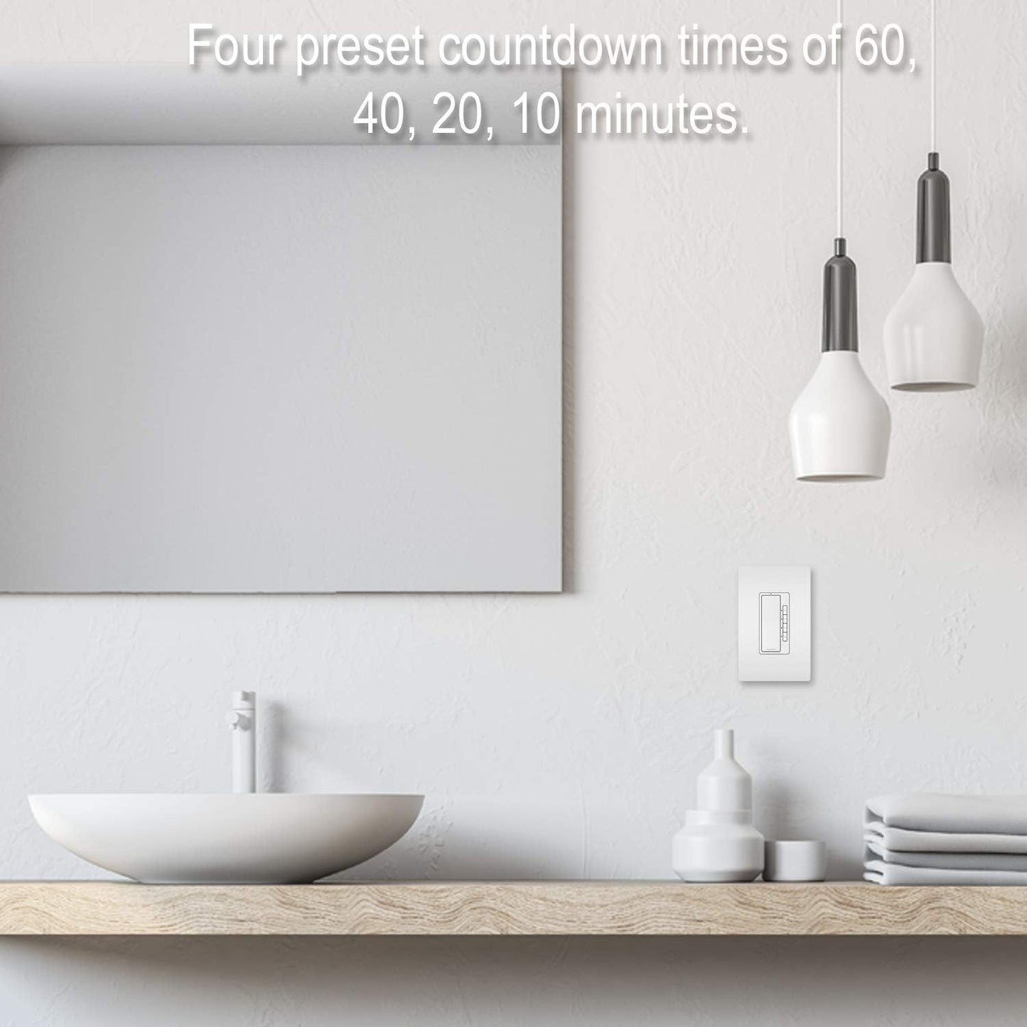 Legrand Radiant Digital Countdown Timer Rocker Light Switch, For Home Lighting Control, with Locator & Time Indicator, 60/40/20/10 Minute Settings, RT2WCCV4, White, 1 Count