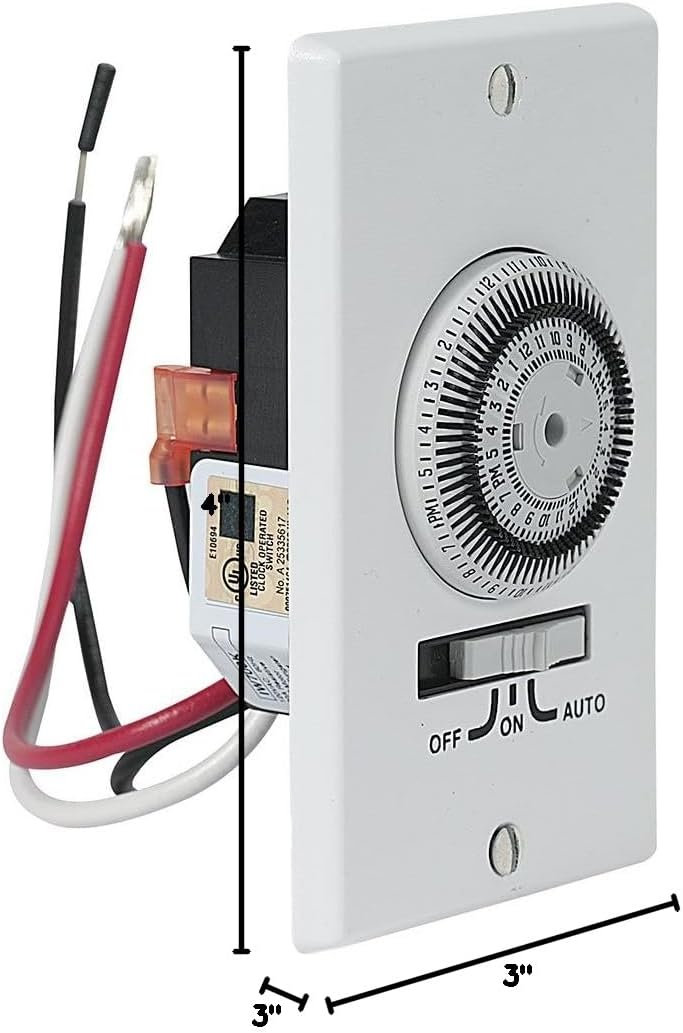Intermatic IW700K Heavy-Duty Mechanical in-Wall Timer - 20 A Rating, 72 Trippers for 36 ON/Off Events - 3-Way Switch, Easy Installation, 3-Position Override