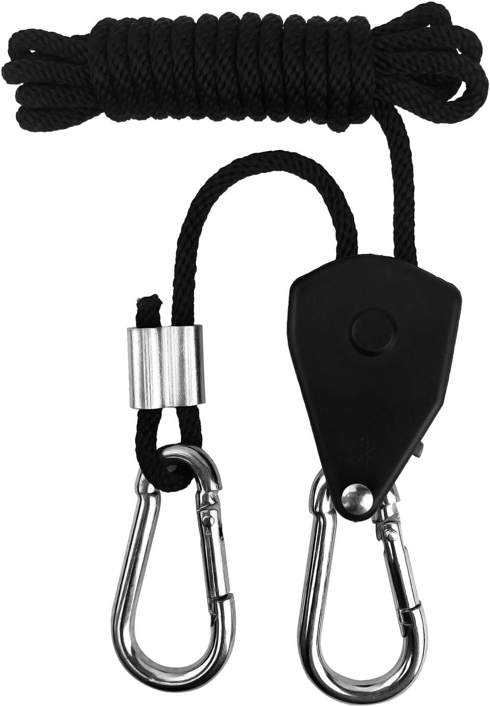 6 Pairs 1/8 inch Adjustable Heavy Duty Rope Hanger - Reinforced Metal Internal Gears Ratchets foe Growing Light Fixtures, Loose-Proof Design, 8-ft Long & 150lbs Weight Capacity