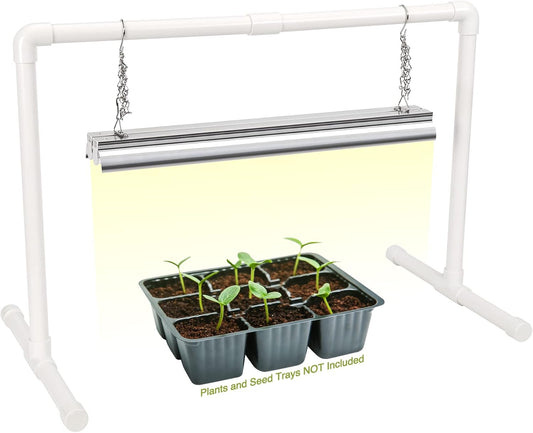 SOLIGT 2 ft Grow Light for Seed Starting with Stand, Double Tube Warm White Full Spectrum Seedling Grow Light for Indoor Plants, 80 LED Chips, Height Adjustable