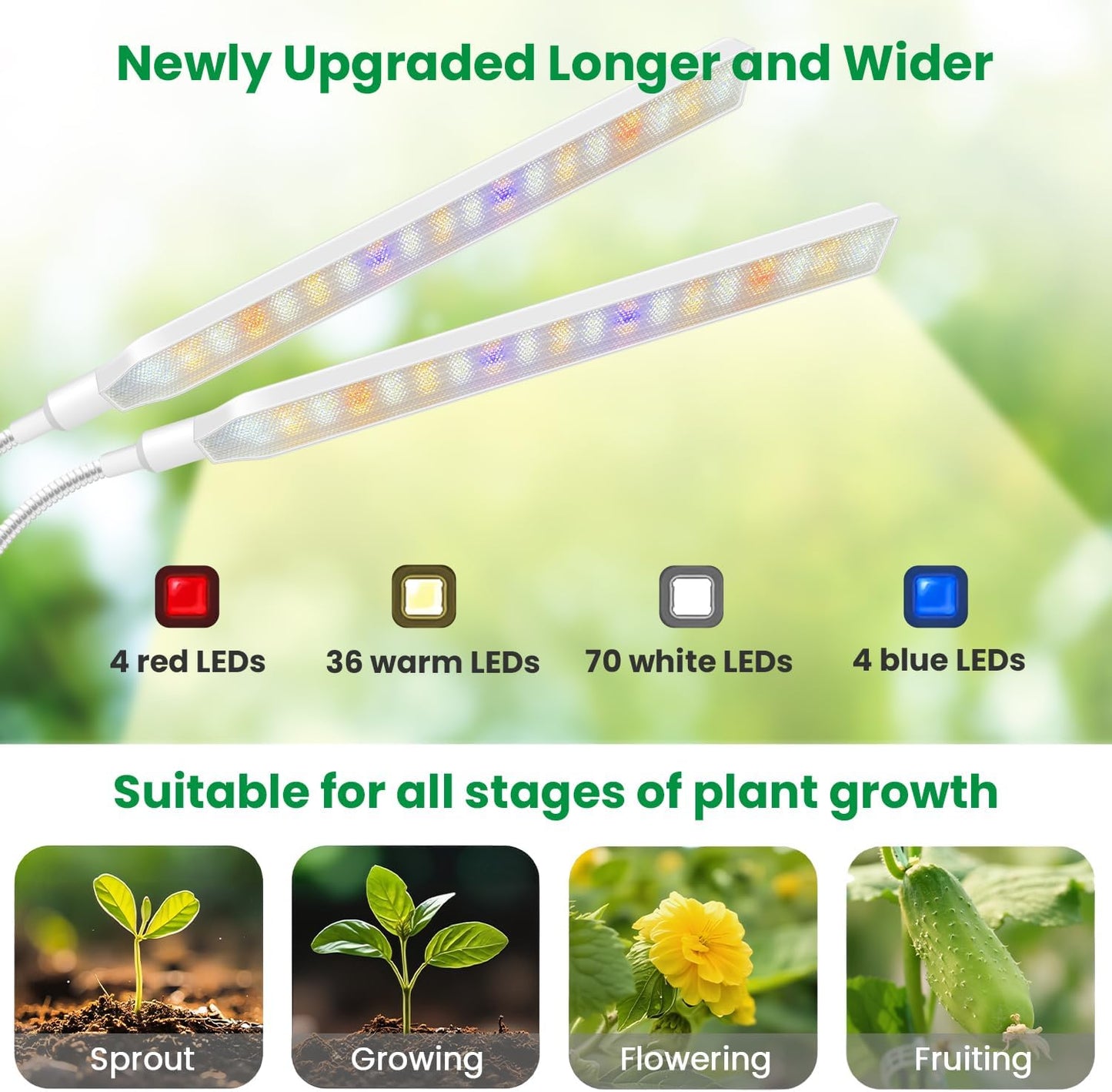 Aumtrly Plant Lights for Indoor Growing, 2 Head 114 LED Full Spectrum Clip on Grow Lights for Indoor Plants with 6/12/16H Timer, 5 Dimming, 3 Light Mode, White Gooseneck Grow Lamp