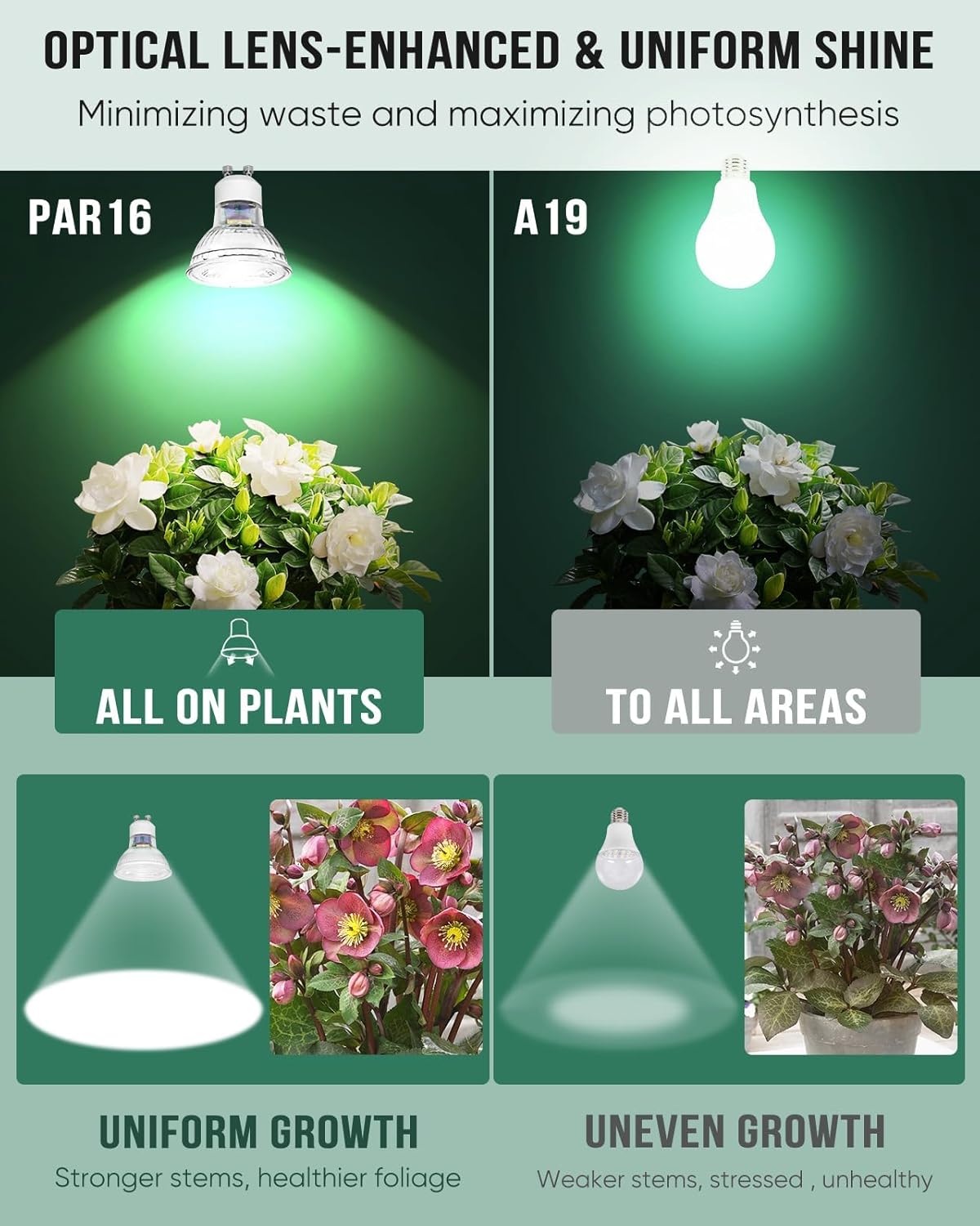 Grow Light, GU10 Full Spectrum Grow Light Bulb, 5W 110V PAR16 LED Plant Light Bulb for Indoor Plants, Neutral White 4000K, 3-Count