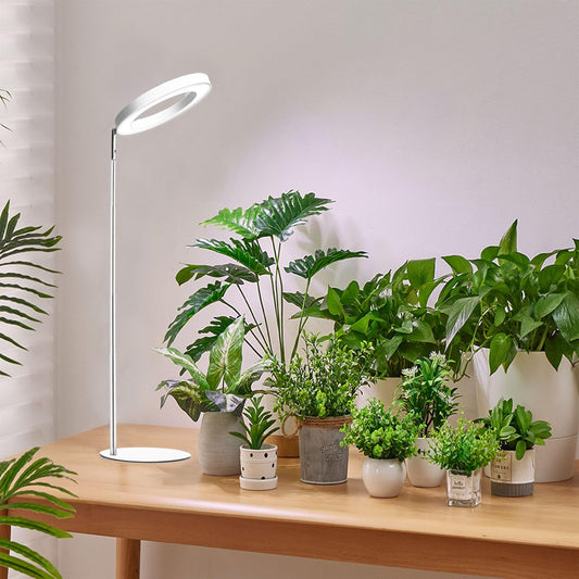 yadoker 72 LEDs Full Spectrum Plant Grow Light with Base for Indoor Plants，Height Adjustable, 6.3" Aluminum Housing,Automatic Timer with 8/12/16 Hours,10-Level Brightness,White Plant Light,1Pack