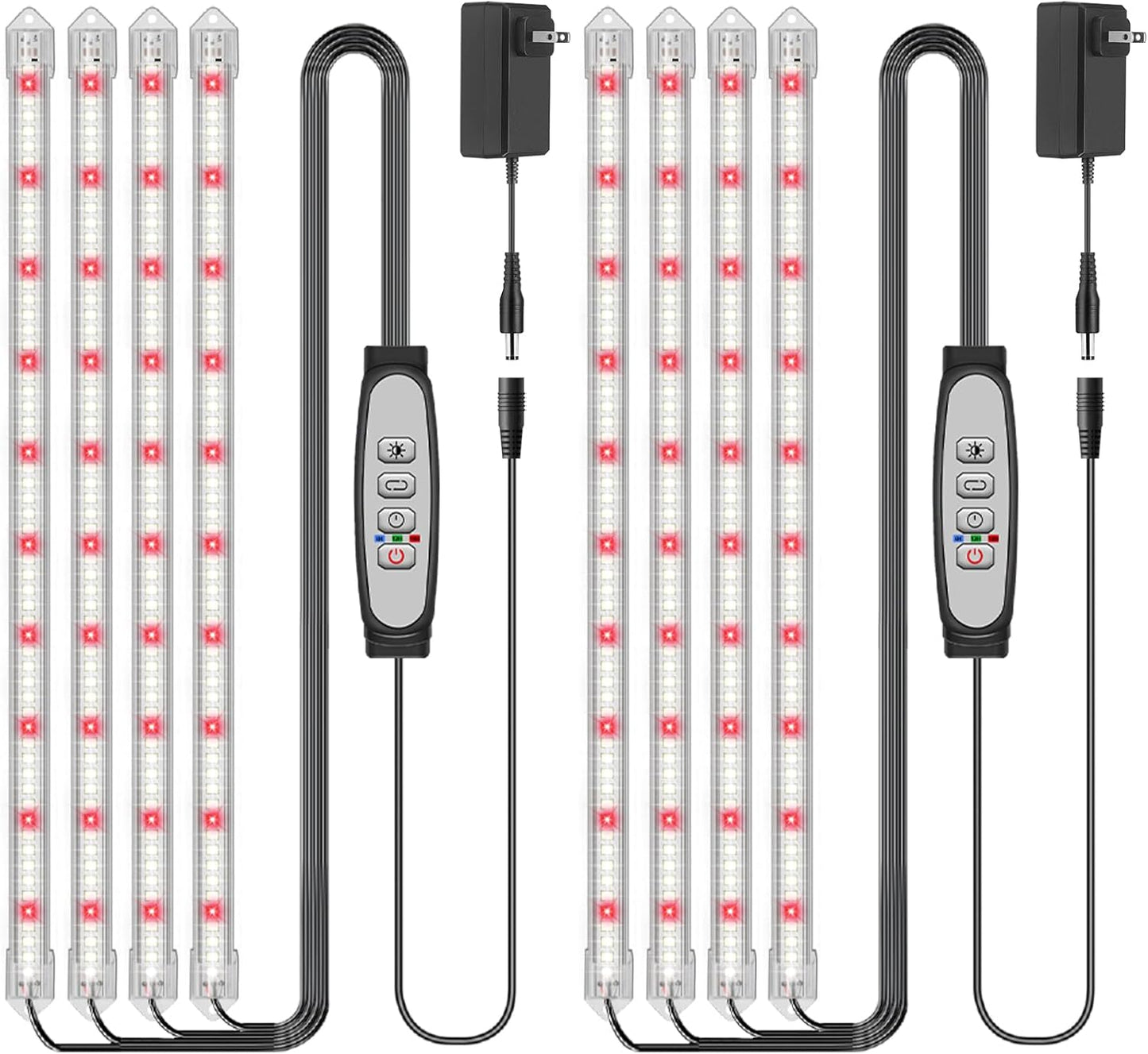 4-Bar Grow Light Strips for Indoor Plants, 16" Full Spectrum Plant Lights, 6500K Sunlike Grow Lights with 6/12/18H Timer, 5-Level Dimmable for Indoor Growing(2 Pack)