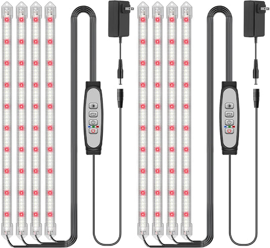 4-Bar Grow Light Strips for Indoor Plants, 16" Full Spectrum Plant Lights, 6500K Sunlike Grow Lights with 6/12/18H Timer, 5-Level Dimmable for Indoor Growing(2 Pack)