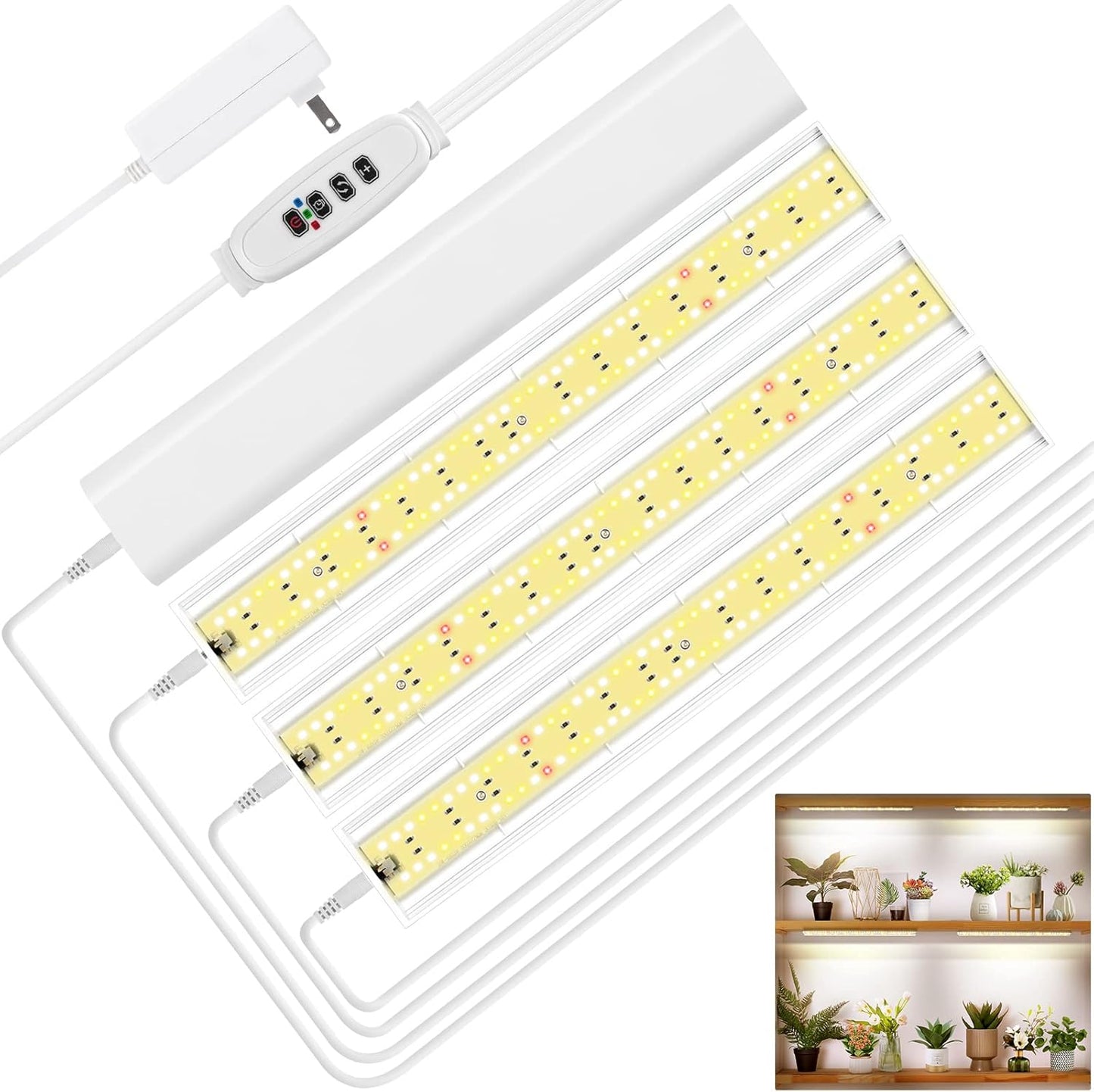 FOXGARDEN Grow Light, Full Spectrum Plant Light Strip for Indoor Plants, 384 LED Bright Grow Lamp with Auto On/Off Timer 4/8/12H, 4 Switch Modes, 10 Dimmable Brightness, 4 Packs