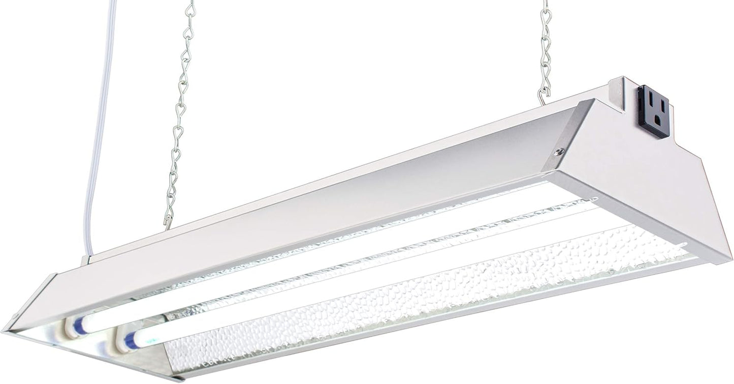 Durolux DL822N T5 HO 2Ft 2 Fluorescent Lamps Grow Lighting System with 5000 Lumens and 6500K Full Spectrum and Low Profile 7" Wide Reflector