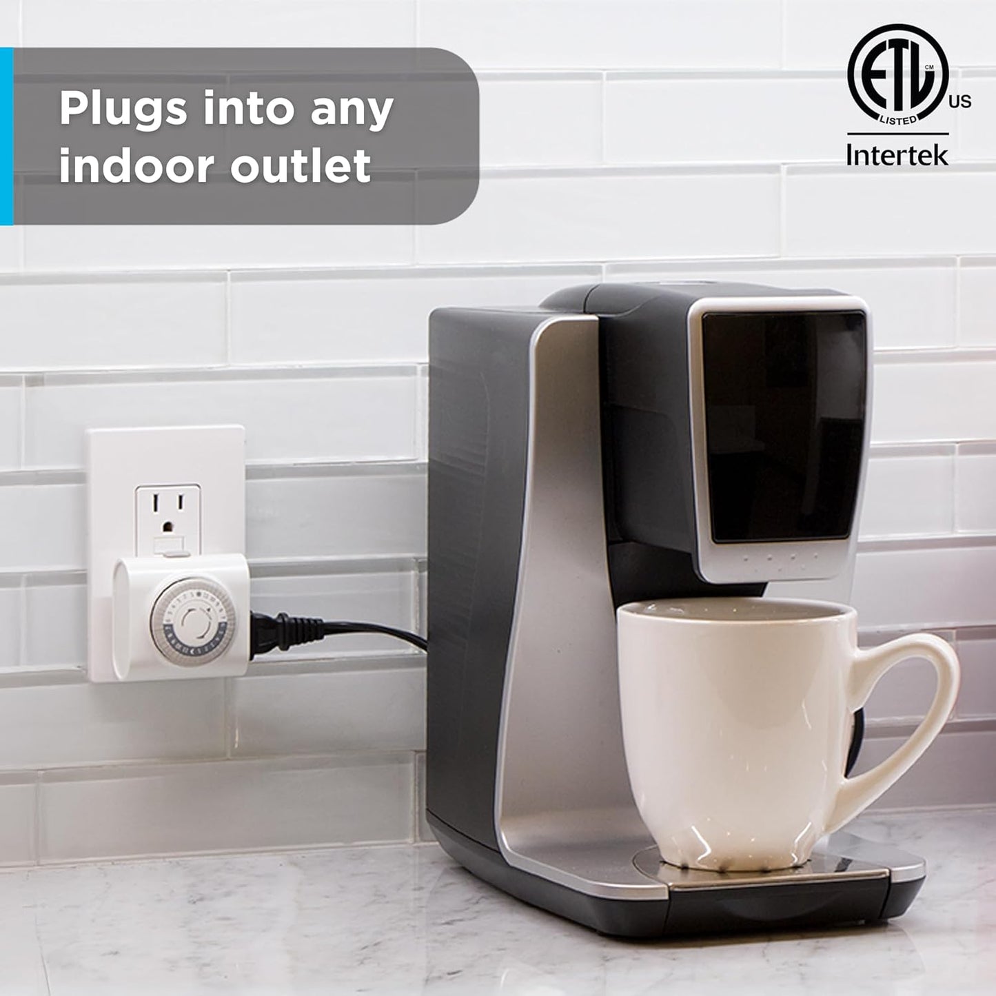 GE 24‑Hour Mechanical Outlet Timer Switch, Single Polarized Plug‑In Control for Indoor Lighting, Lamps, Christmas Trees and Seasonal Decor (3 Pack), 44801