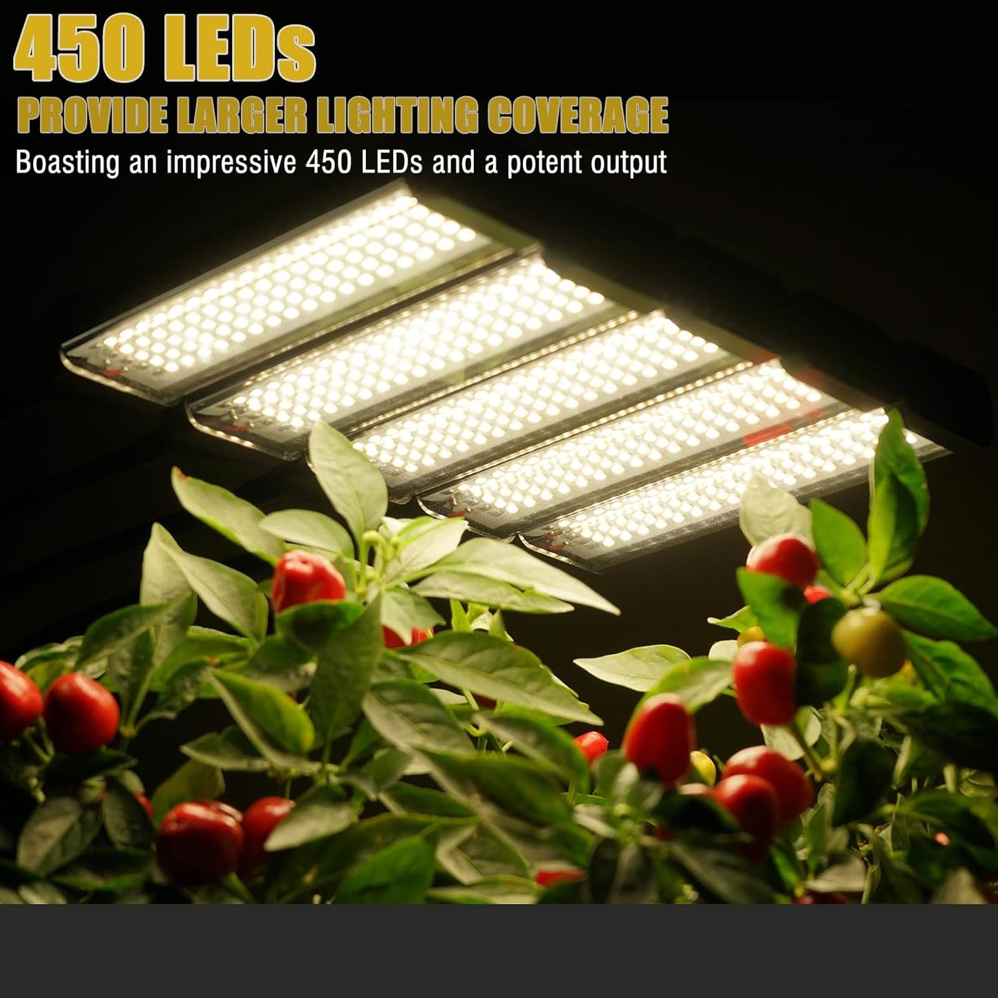 LED Grow Lights for Indoor Plants Full Spectrum 5 Heads Light,Indoor Grow Lamp with Timer and Auto On/Off Timing 5/10/15H, 450 LEDs Plant Lights for Indoor Growing with Tripod Stand.
