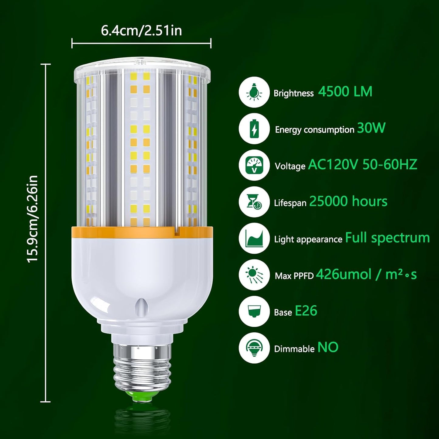 2 Pack led Grow Light Bulb for Indoor Plants, 6000K Blue Red Full Spectrum Plant Grow Light, 360° Large Area Irradiation, Perfect for Growing Flowers and Vegetables Indoors(2 Pack, 168 LED)