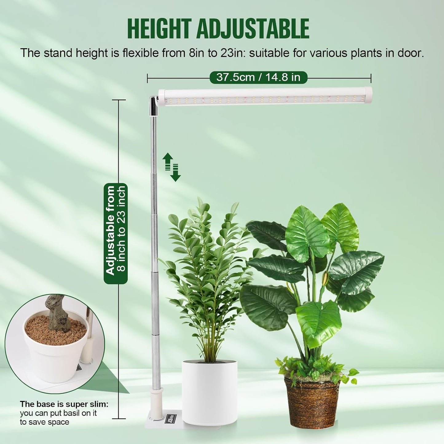 Standing LED Plant Light，Adjustable T10 Grow Light Bar, Full Spectrum Plant Grow Lamp on Stand for Indoor Plants Seed Starting, Seedlings, Veg, Flower