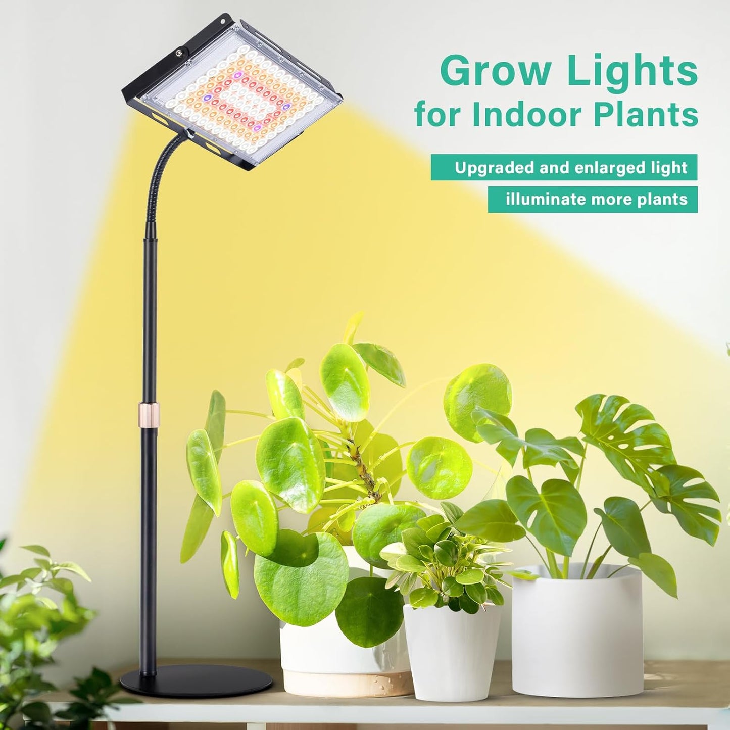LBW Grow Light for Indoor Plants, Full Spectrum Desk LED Plant Light, Large Grow Lamp with 4H/8H/12H Timer, 6-Level Brightness, Height Adjustable, Flexible Gooseneck,Ideal for Indoor Growth