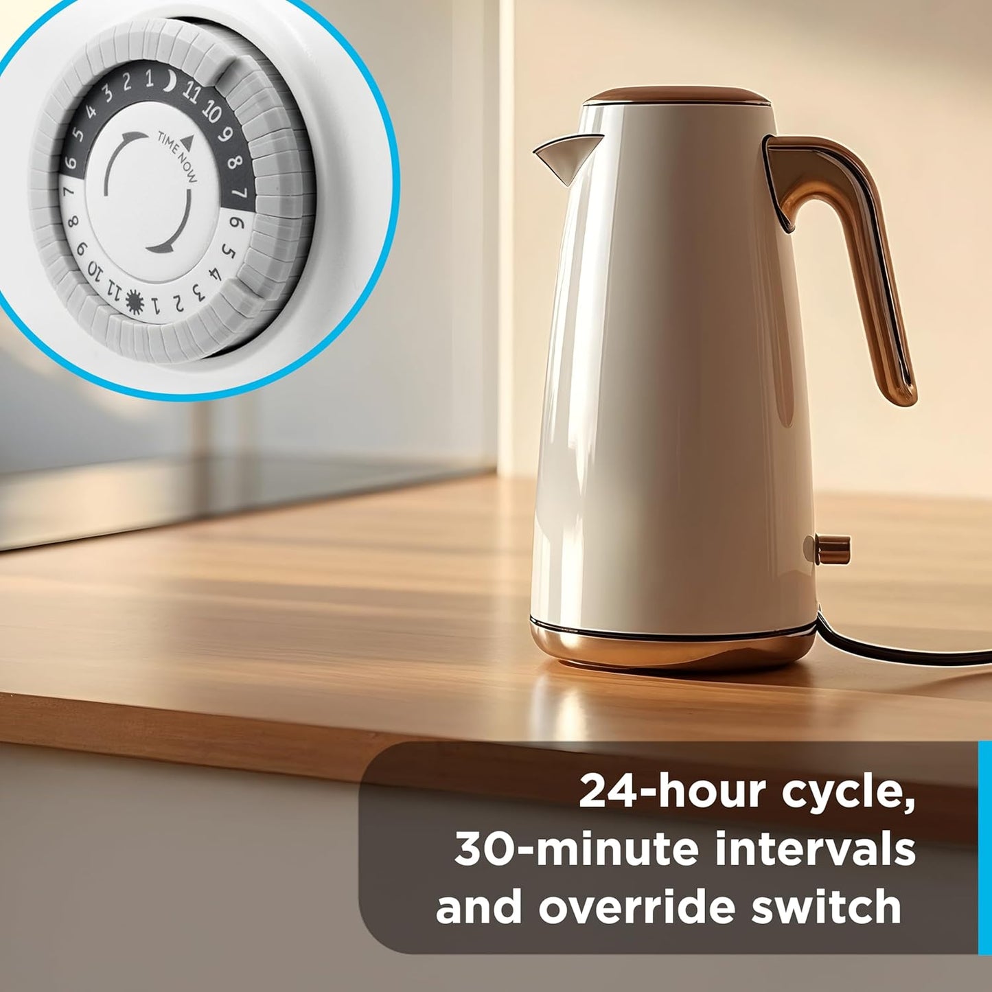 GE 24‑Hour Mechanical Outlet Timer Switch, Single Polarized Plug‑In Control for Indoor Lighting, Lamps, Christmas Trees and Seasonal Decor (3 Pack), 44801