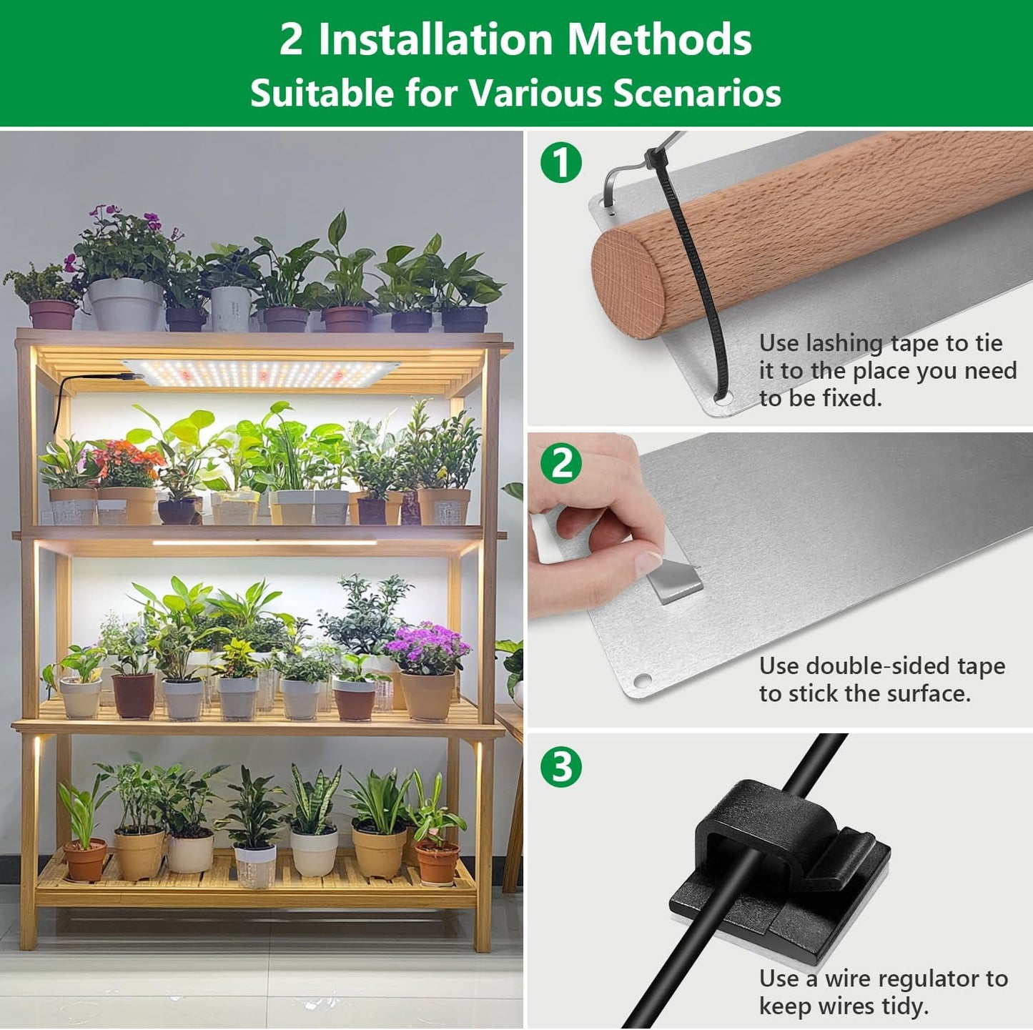 Aumtrly Grow Light, Full Spectrum Under Cabinet Plant Lights for Indoor Growing Seedling 3 Panels, Large Area Illumination 414 LEDs Lightweight Grow Lamp with UL Adaptor 16 Hour Timer