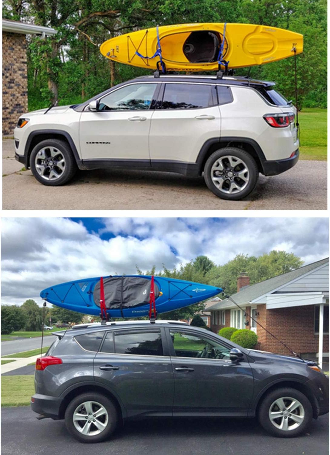 Sentry Ratchet Kayak and Canoe Bow and Stern Tie Downs 1/4" Grow Light Heavy Duty Adjustable Rope Hanger (2-Pack)