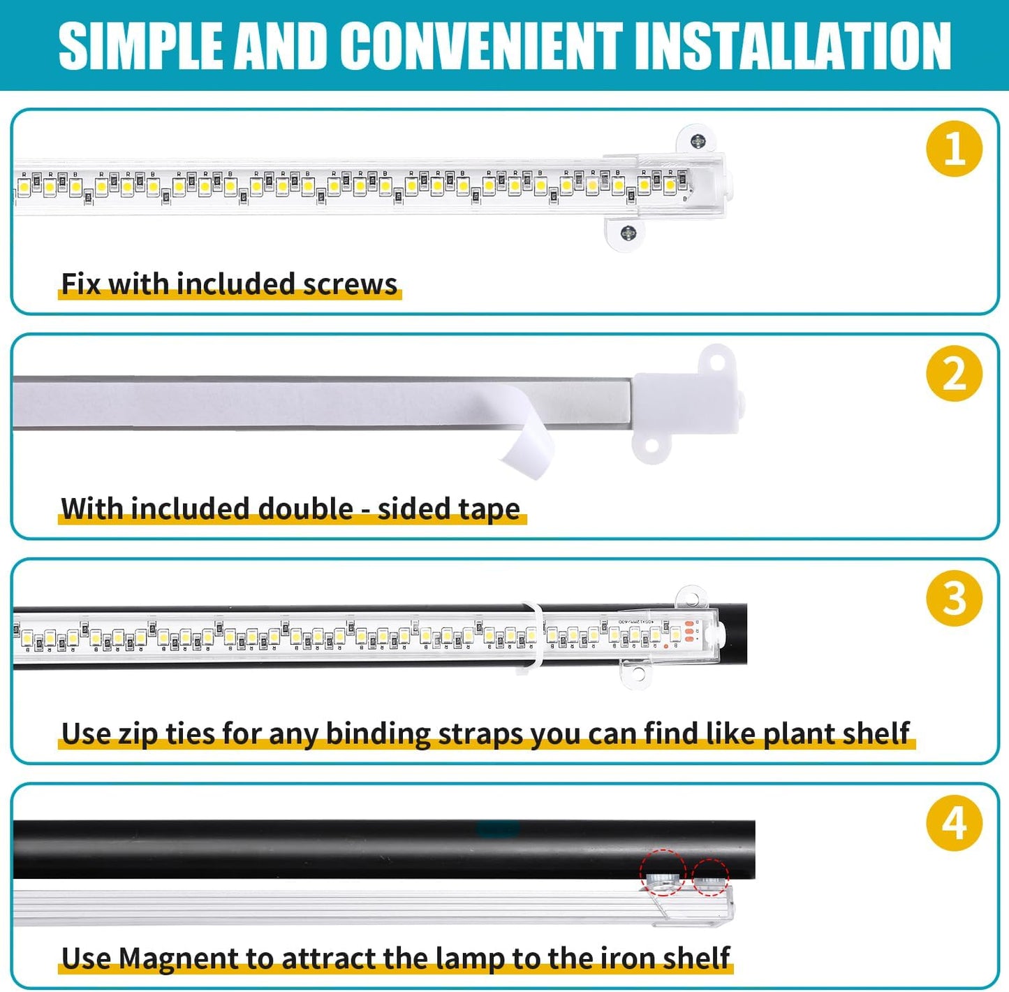 Hywyimlait LED Grow Light Strips for Indoor Plants Full Spectrum 3500K, 96 LEDs Plant Light Bar with 3/9/12H Timer, 10 Dimmable Levels for Seedling Succulent and Shelf, 13 Inches, 1 Head 2 Pack