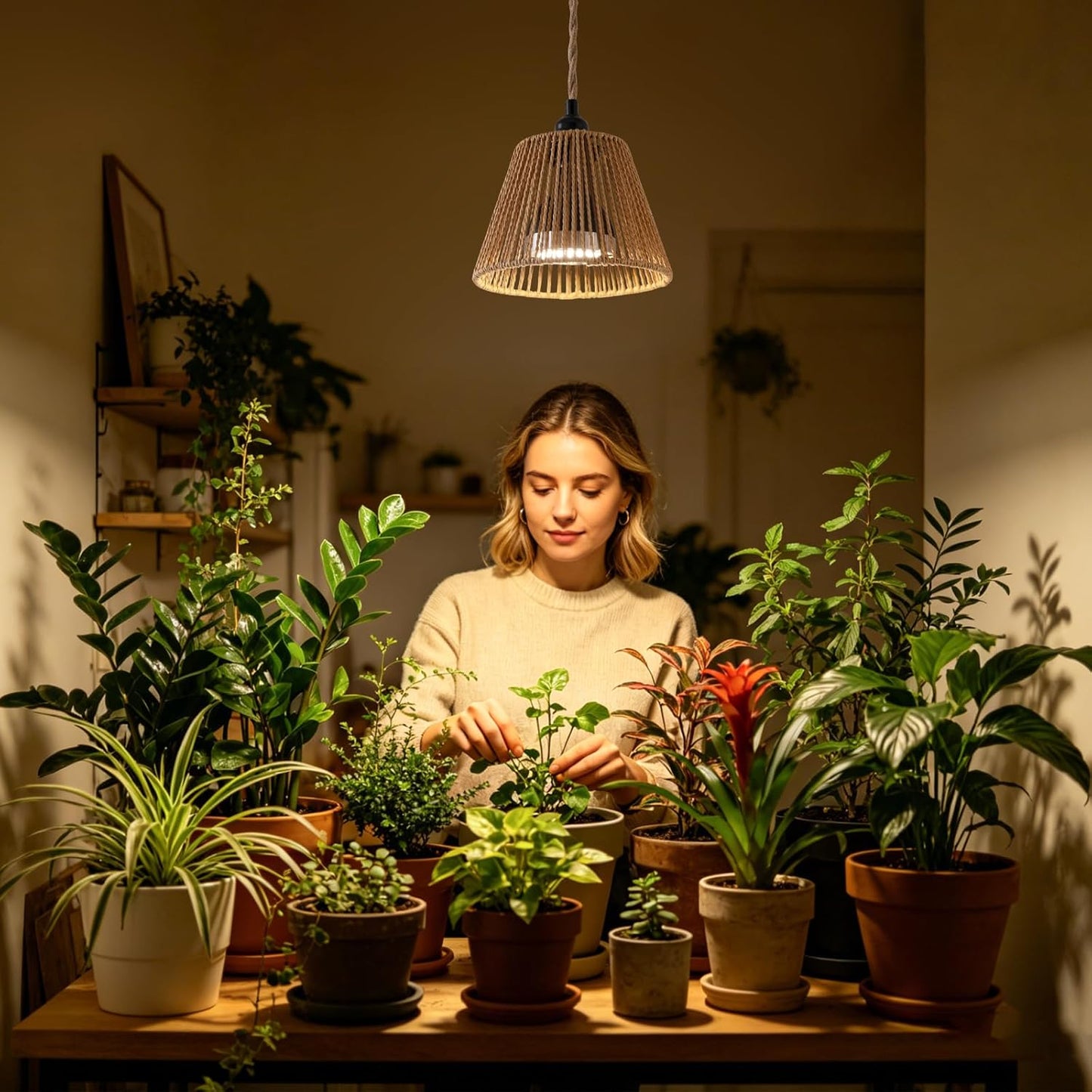 Hanging Grow Lights for Indoor Plants, Full Spectrum Grow Light, with Timer and 15FT Power Cord, 30W Pendant Plant Lights for Indoor Growing, Garden, Flowers, Greenhouse