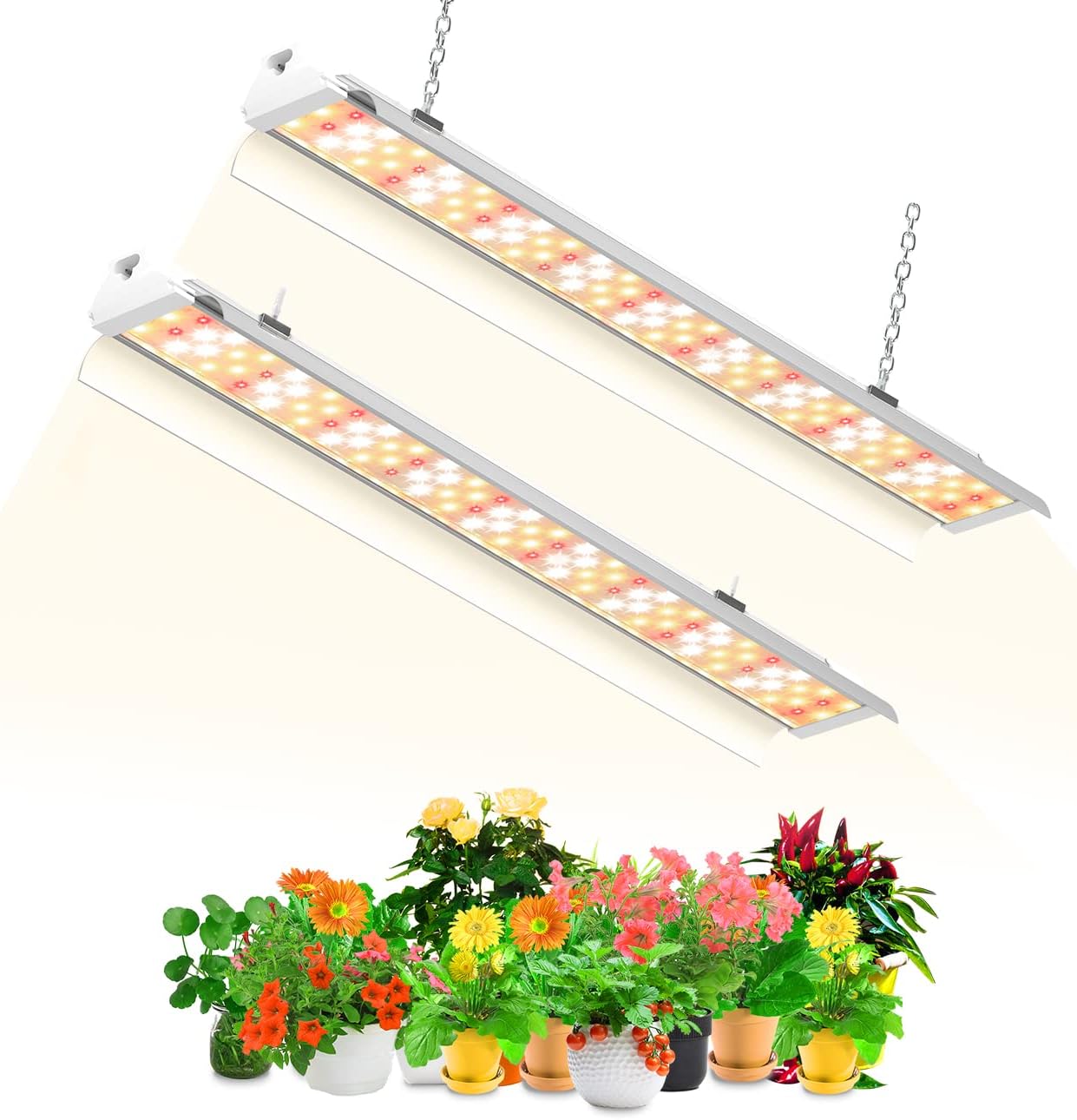 SZHLUX LED Grow Light 2FT Full Spectrum 2 Pack 80W (2×40W, 600W Equivalent) Sunlight Plant Light for Indoor Plants, Super Bright Grow Light Strips, Linkable Growing Light Fixture