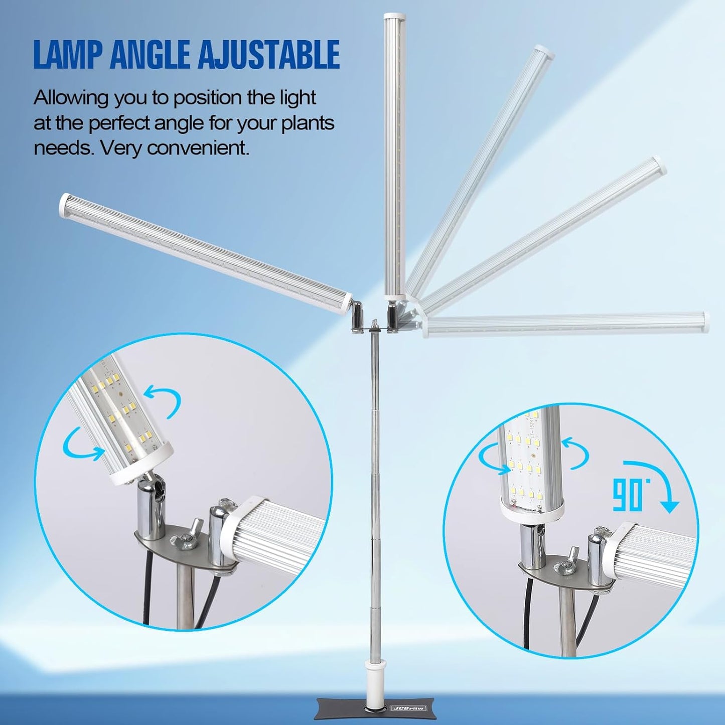 Standing LED Grow Light，Adjustable Dual Head T12 Bar Plant Light, White 6500K Full Spectrum Plant Grow Lamp on Stand for Indoor Plants Seed Starting, Seedlings, Veg, Flower