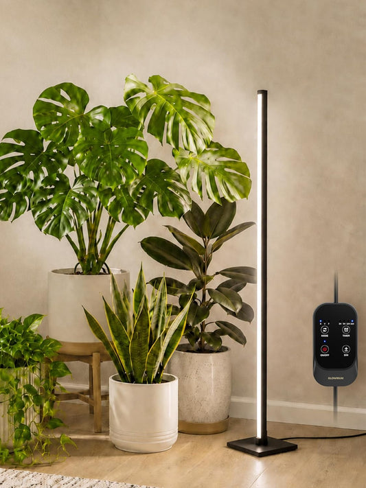 GLOWRIUM Grow Lights for Indoor Plants, 30W Vertical Plant Grow Lights with Auto-Timer, Full Spectrum LED Standing Plant Grow Light, 3 Light Modes, 6-Level Dimmable (45in)