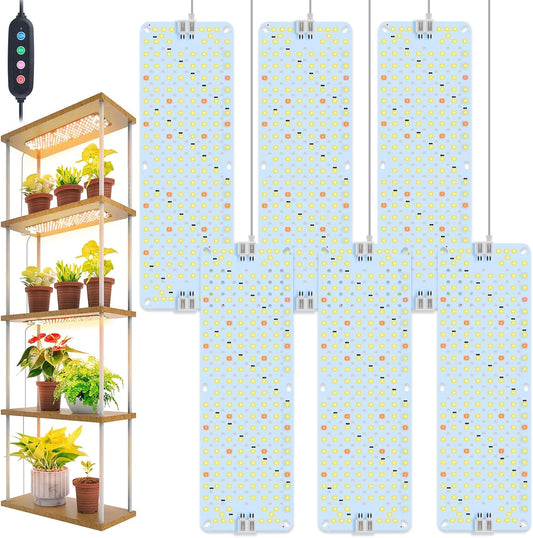 6-Pack Panel Grow Lights for Indoor Plants, FECiDA 2026 LED Plant Grow Light for Under Cabinet Plants, Full Spectrum Growing Lamp with 4,8,12,16,20 Hr Timer, Free Linking