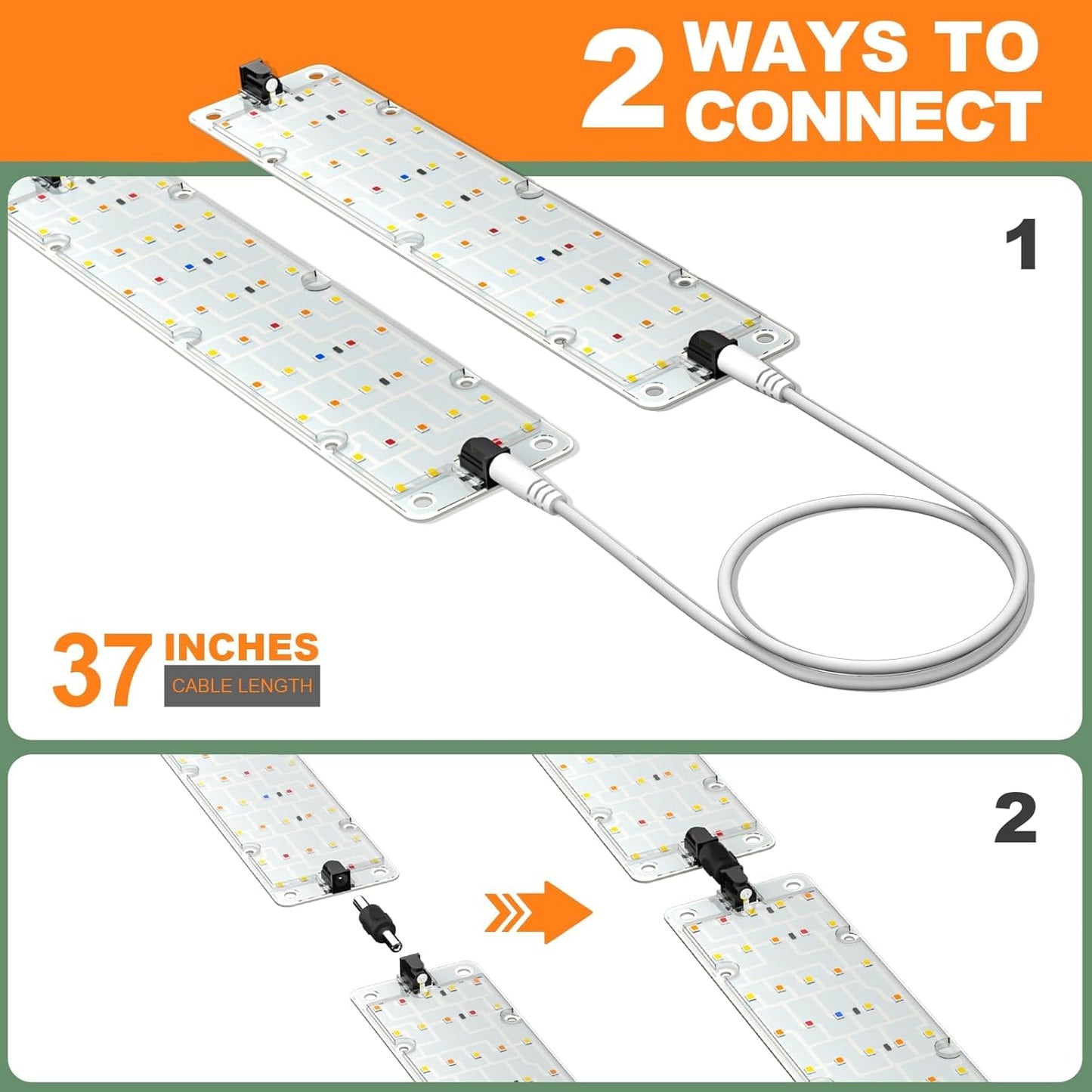 Grow Lights, 40W Linkable Grow Lights for Indoor Plants Full Spectrum, 6/12/16h Timer, Dimmable Ultra-Thin Plant Lights for Indoor Growing, Pinkish White, 1-Set