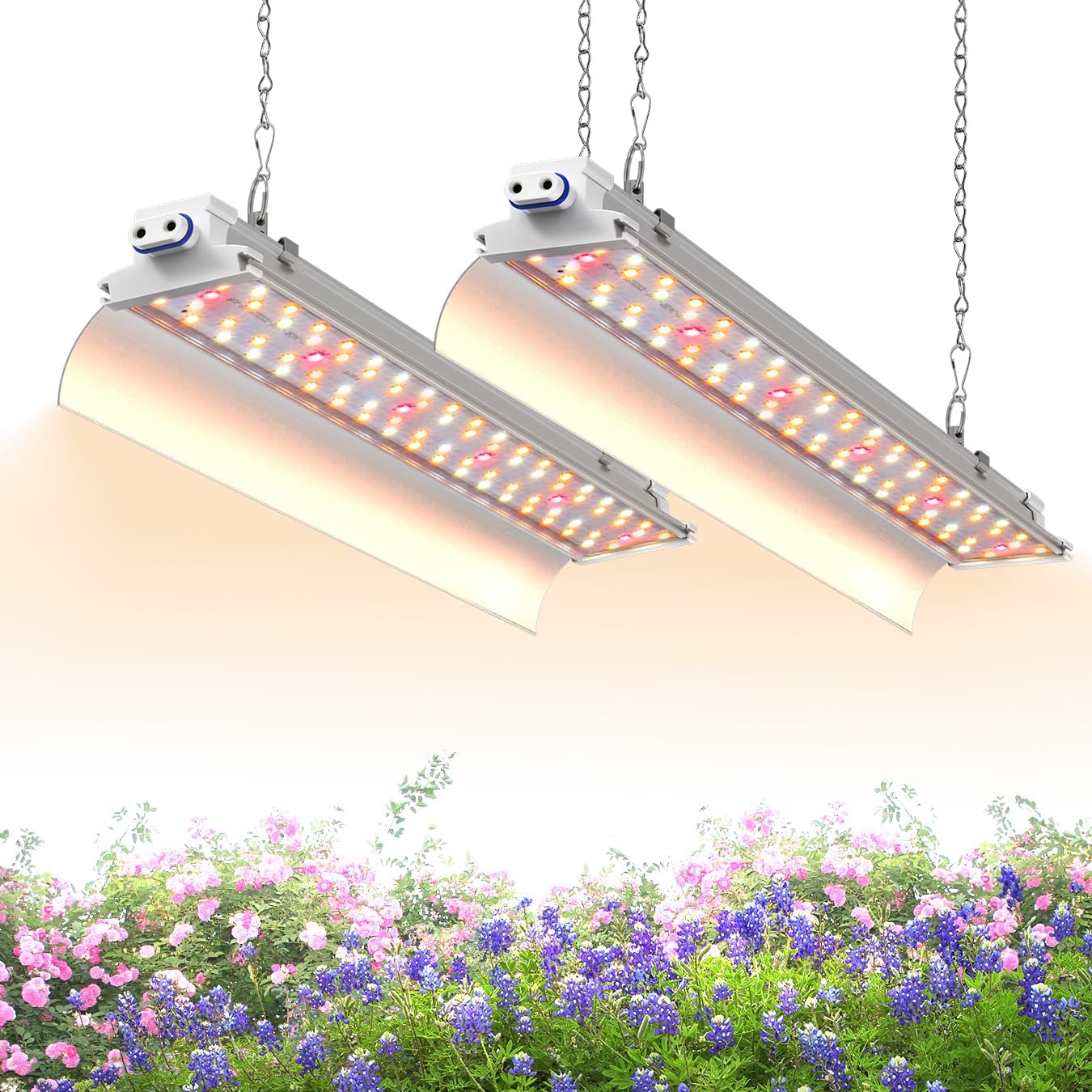 1.4FT Hanging Grow Light for Indoor Plants, Full Spectrum with 660nm Red LED, T5 2020T Light Fixture, 36W(2×18W) Grow Lamp with Reflectors for Seedling Tray, 2-Pack