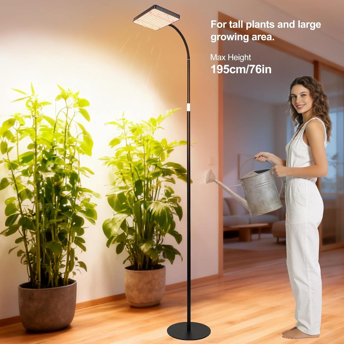 FECiDA 2026 Floor Grow Light, Standing Grow Lights with Stable Round Base for Indoor Plants, Bonsai Tree, 4/8/12/16/20 Hr Timer, 25 Watt Power Draw, NO Need Adapter, 40"-76" Height Adjustable