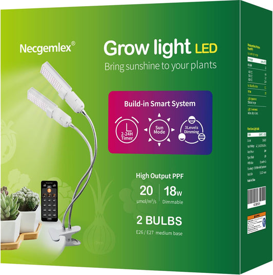 Smart LED Grow Lights for Indoor Plants - Real Time Sunlight Brightness Simulation, Full Spectrum Grow Light with 2-24 Hours Timer, Auto on/Off, Independent Control Dual Heads, Dimmable