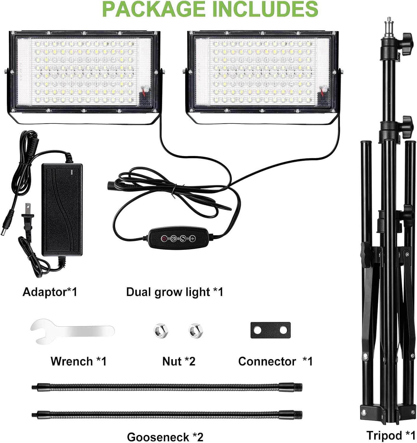 LBW Grow Lights for Indoor Plants,Full Spectrum Standing Plant Grow Light with 4/8/12H Timer, 6 Dimmable Levels,68" Adjustable Tripod, Floor Grow Lamp for Large Indoor Plants, Dual Heads Plus