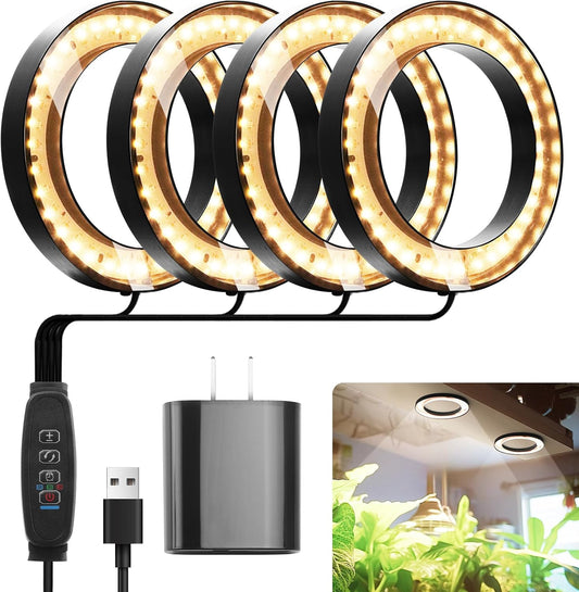 Mosthink 6.3" Ceiling Grow Lights for Indoor Plants, 288 LEDs Plant Light Full Spectrum, Under Cabinet Growing Lamp with Auto Timer, 10 Dimmable Levels, 3 Modes with Transparent Cover,Corded