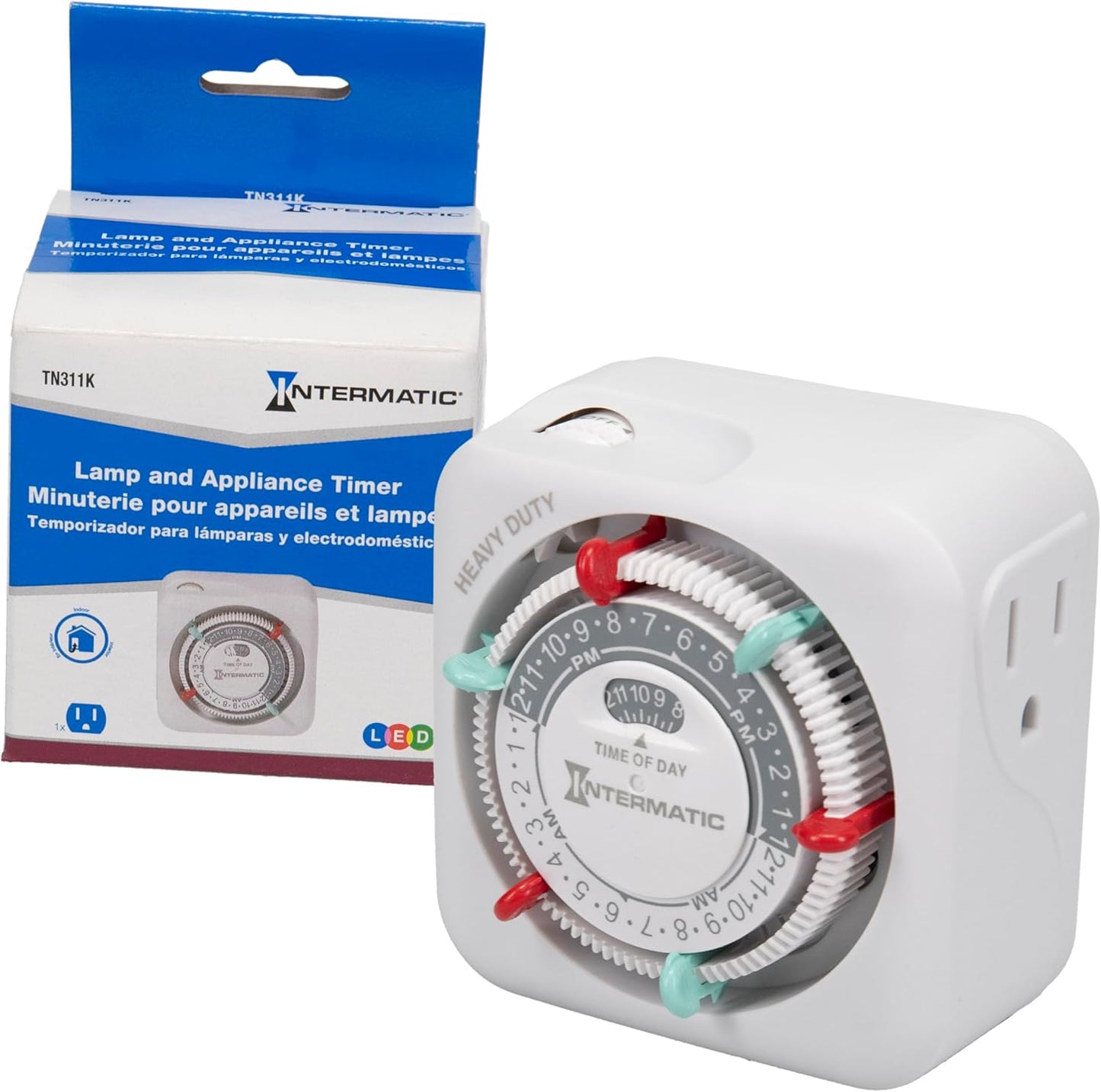 TN311 Heavy-Duty 24-Hour Indoor Mechanical Plug-in Timer - Efficient Control, Customizable Scheduling - Timer for Lighting, Fans & Small Appliances