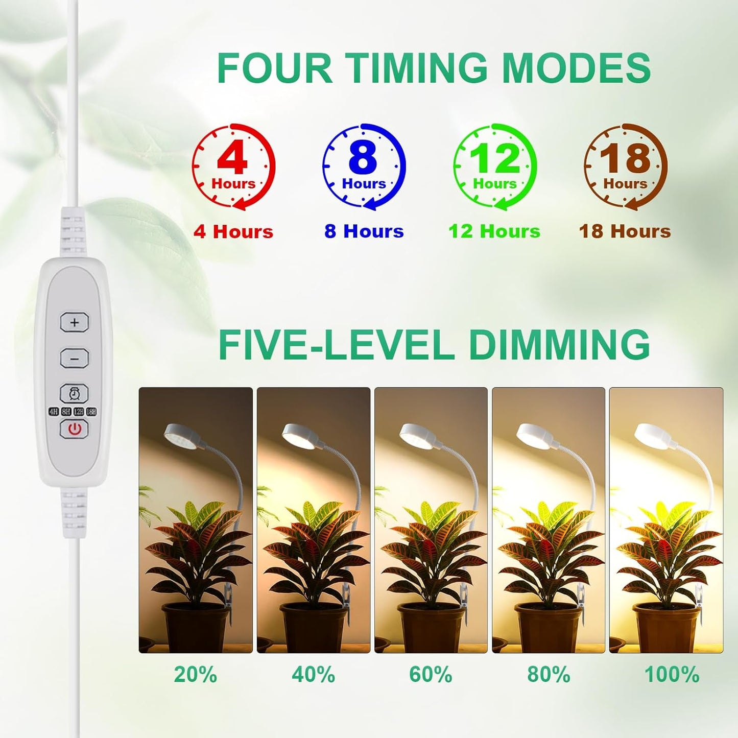 3 Pack Grow Lights, Pot Clip LED Growing Lamp for Indoor Succulents Pot Mini Small Plants,6000K White Full Spectrum with 5-Level Dimmable, Auto Timer 4/8/12/18 Hrs
