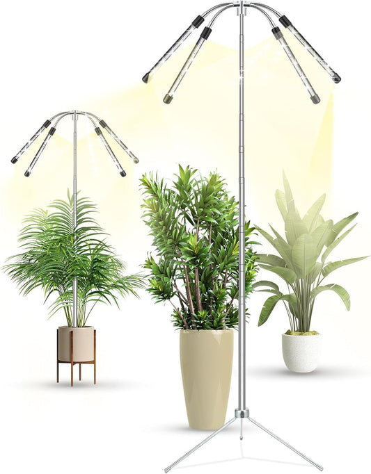Grow Lights for Indoor Plants Full Spectrum,15-62 Inches Height Adjustable Dsektop and Standing Plant Growing Lights with Detachable Tripod Stand for Large and Small Plants, Auto On/Off Timer