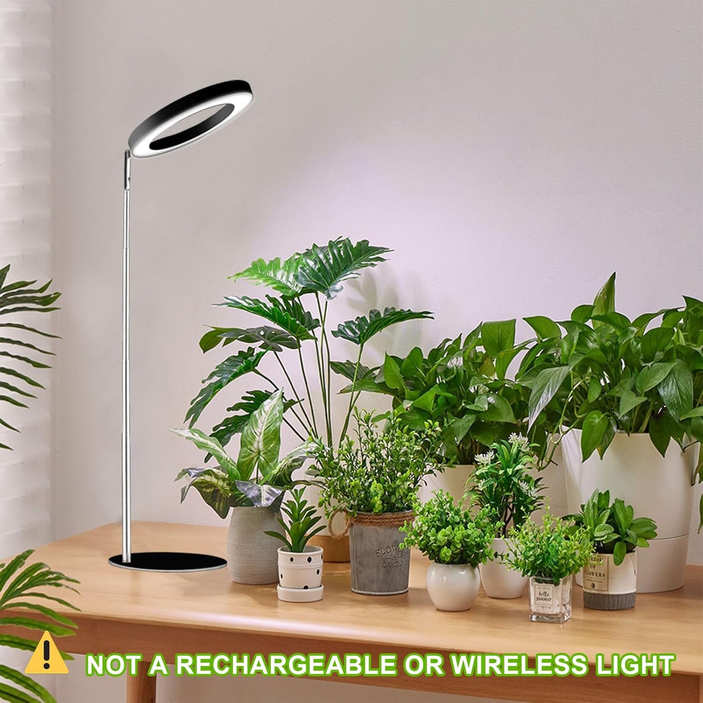 yadoker 72 LEDs Full Spectrum Plant Grow Light with Base for Indoor Plants，Height Adjustable, 6.3" Aluminum Housing,Automatic Timer with 8/12/16 Hours,10-Level Brightness,Black Plant Light,1 Pack